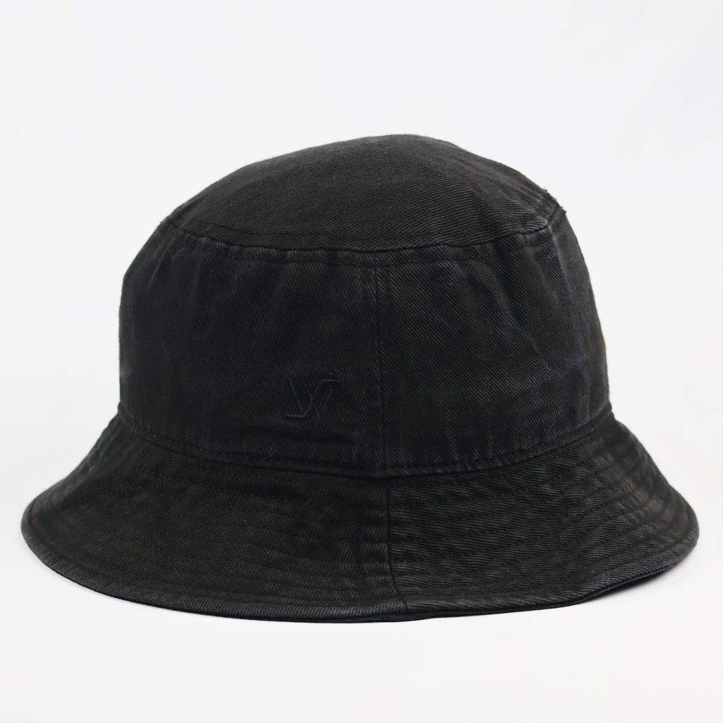 Vintage White Sands Washed Black Bucket Thrifted Hat - Cotton Canvas Streetwear Cap