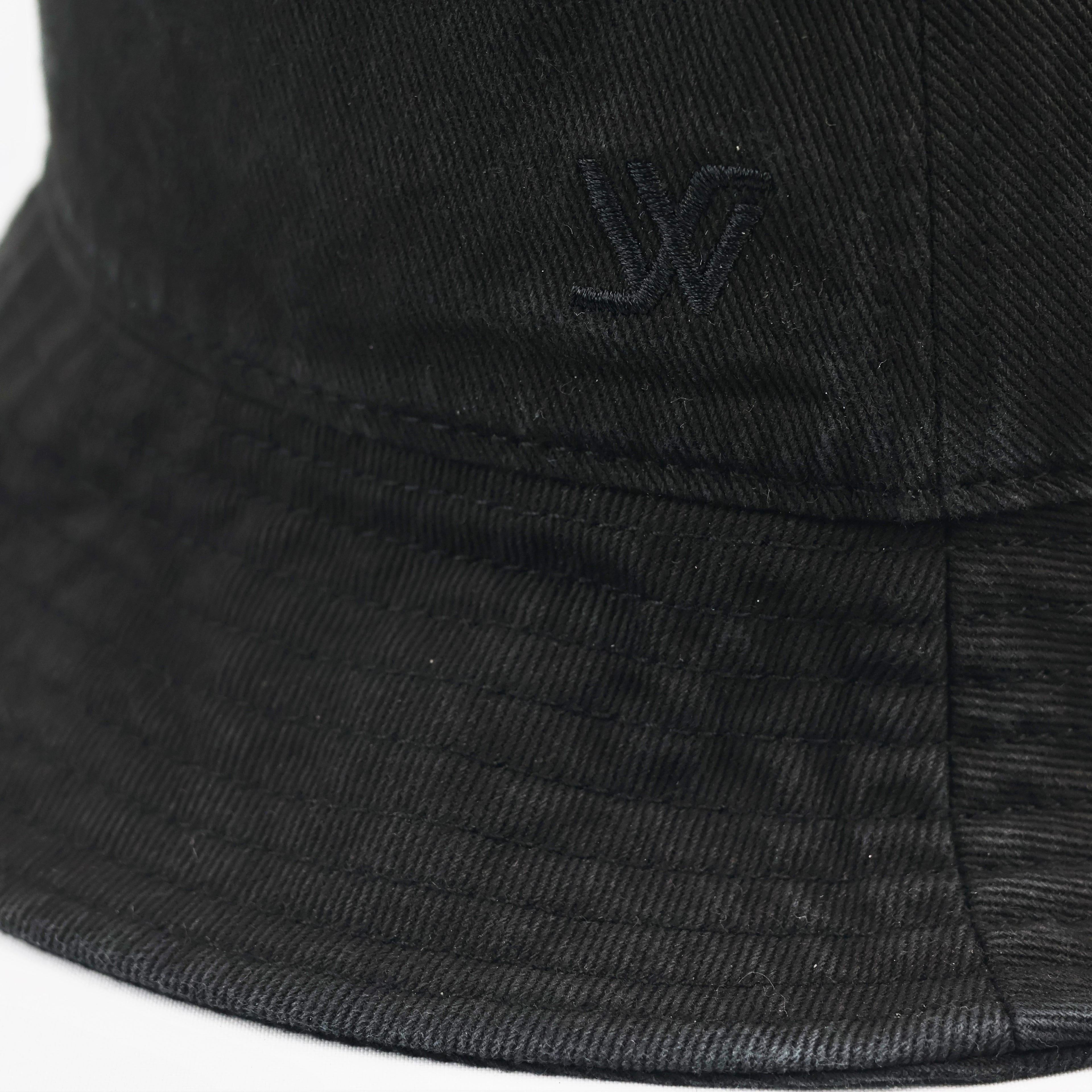 Vintage White Sands Washed Black Bucket Thrifted Hat - Cotton Canvas Streetwear Cap