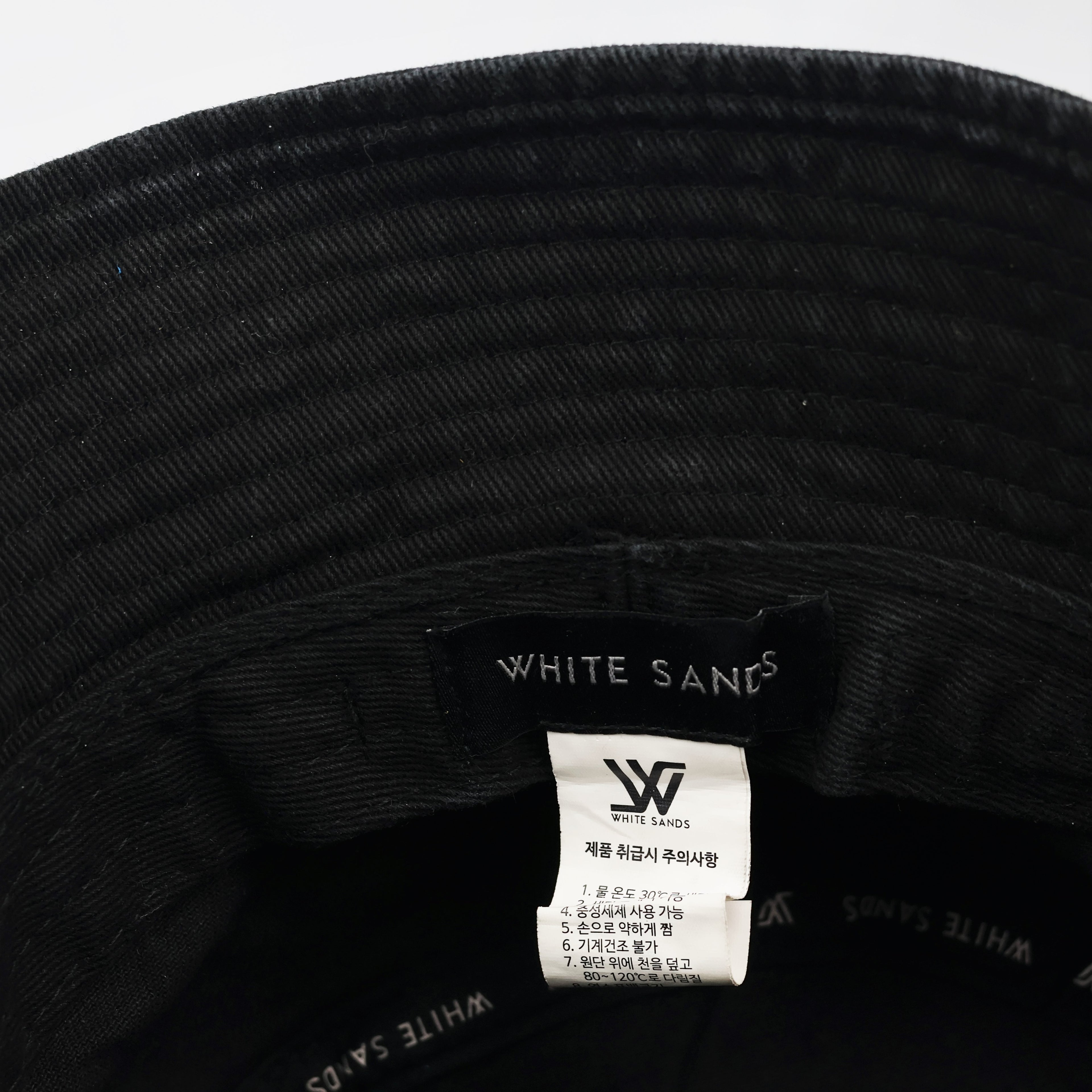 Vintage White Sands Washed Black Bucket Thrifted Hat - Cotton Canvas Streetwear Cap
