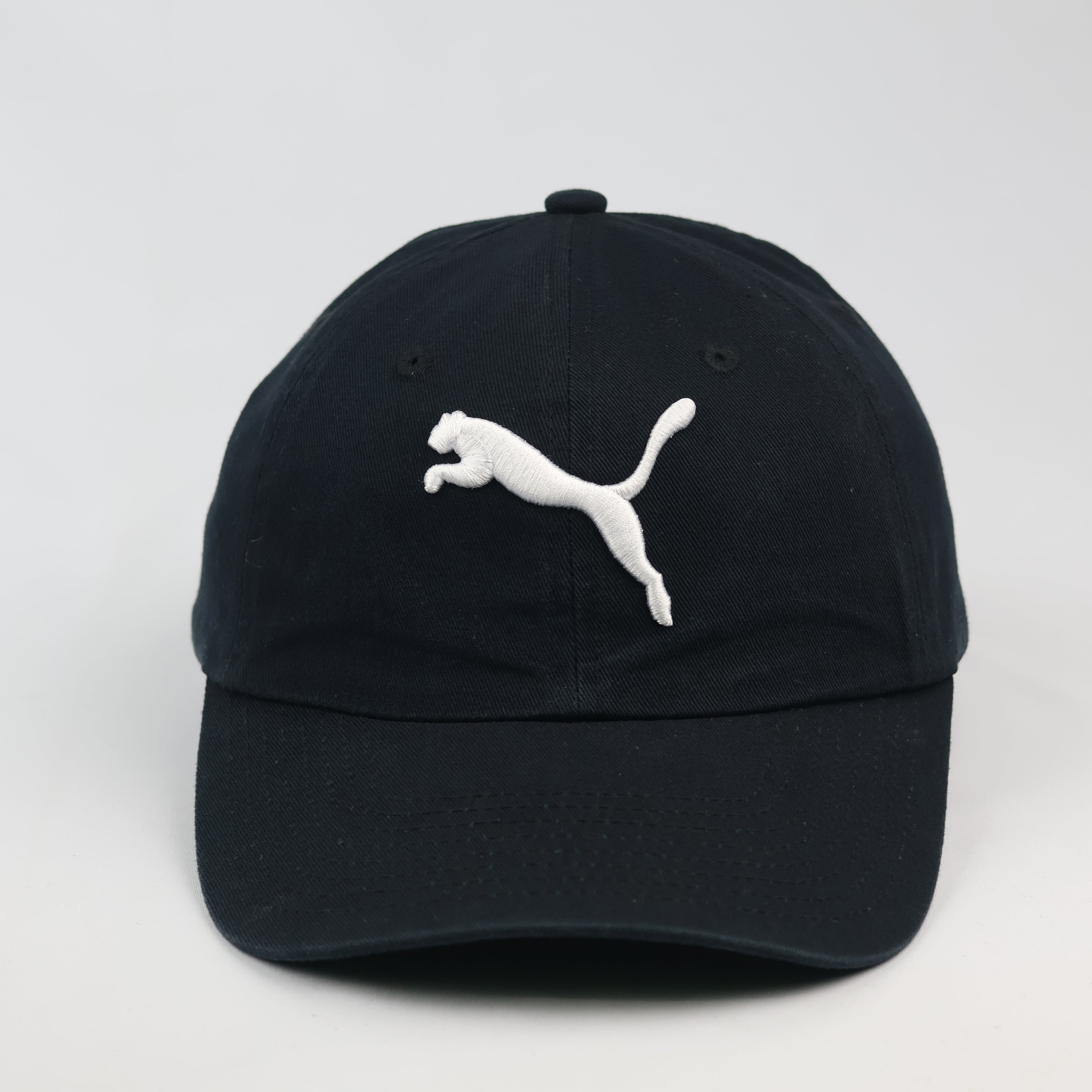 Classic Puma Adjustable Sport Thrifted Cap - Solid Black Cotton - Size 54-56cm