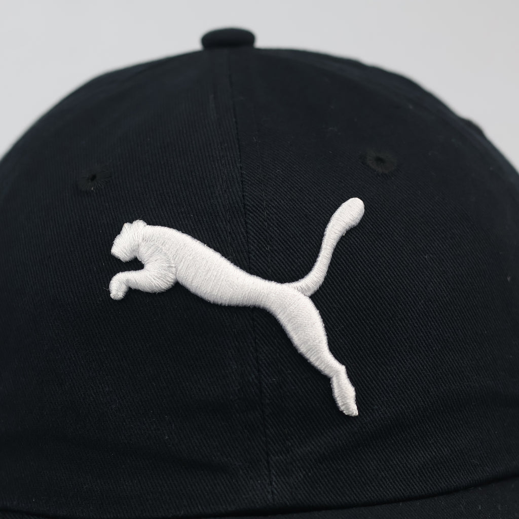 Classic Puma Adjustable Sport Thrifted Cap - Solid Black Cotton - Size 54-56cm