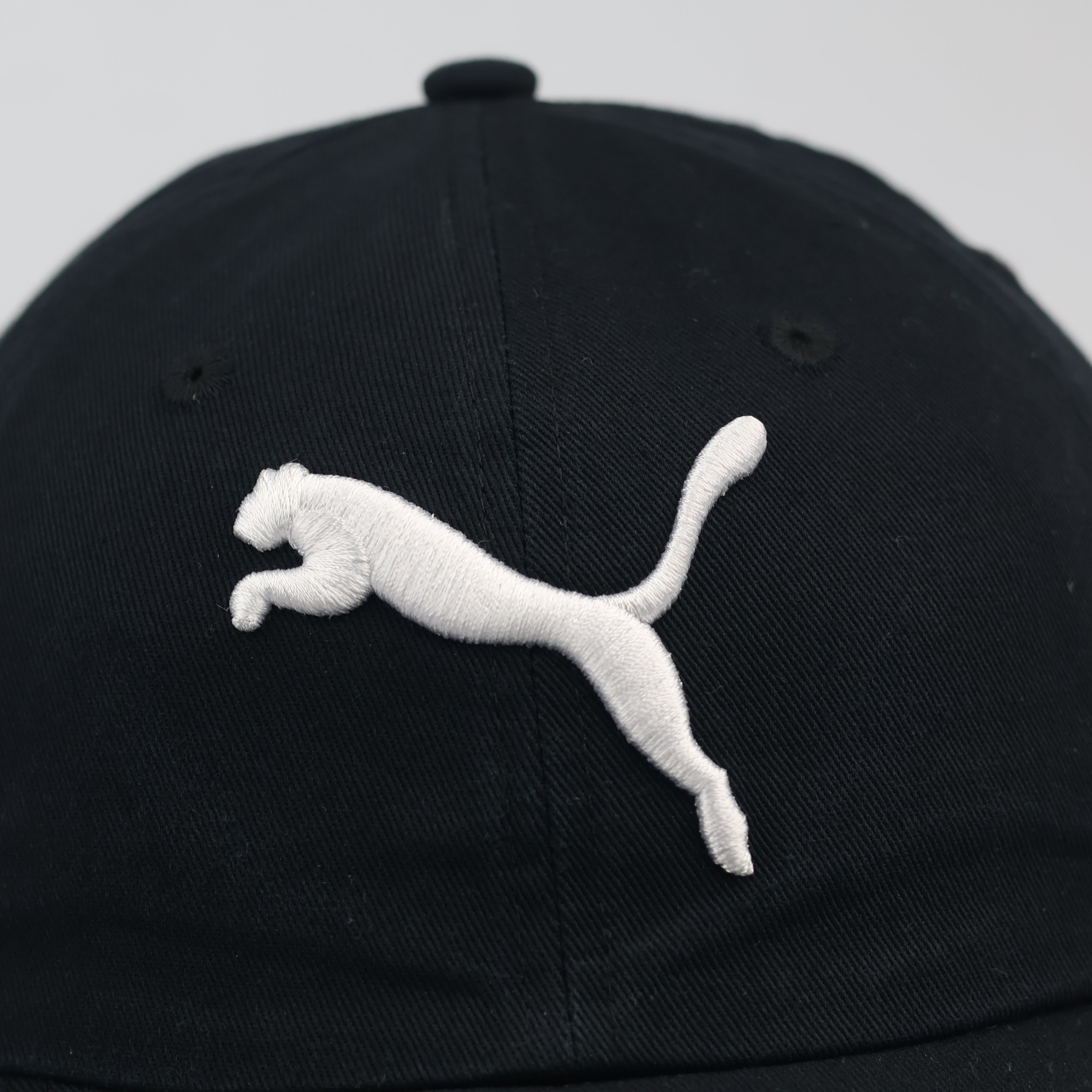 Classic Puma Adjustable Sport Thrifted Cap - Solid Black Cotton - Size 54-56cm