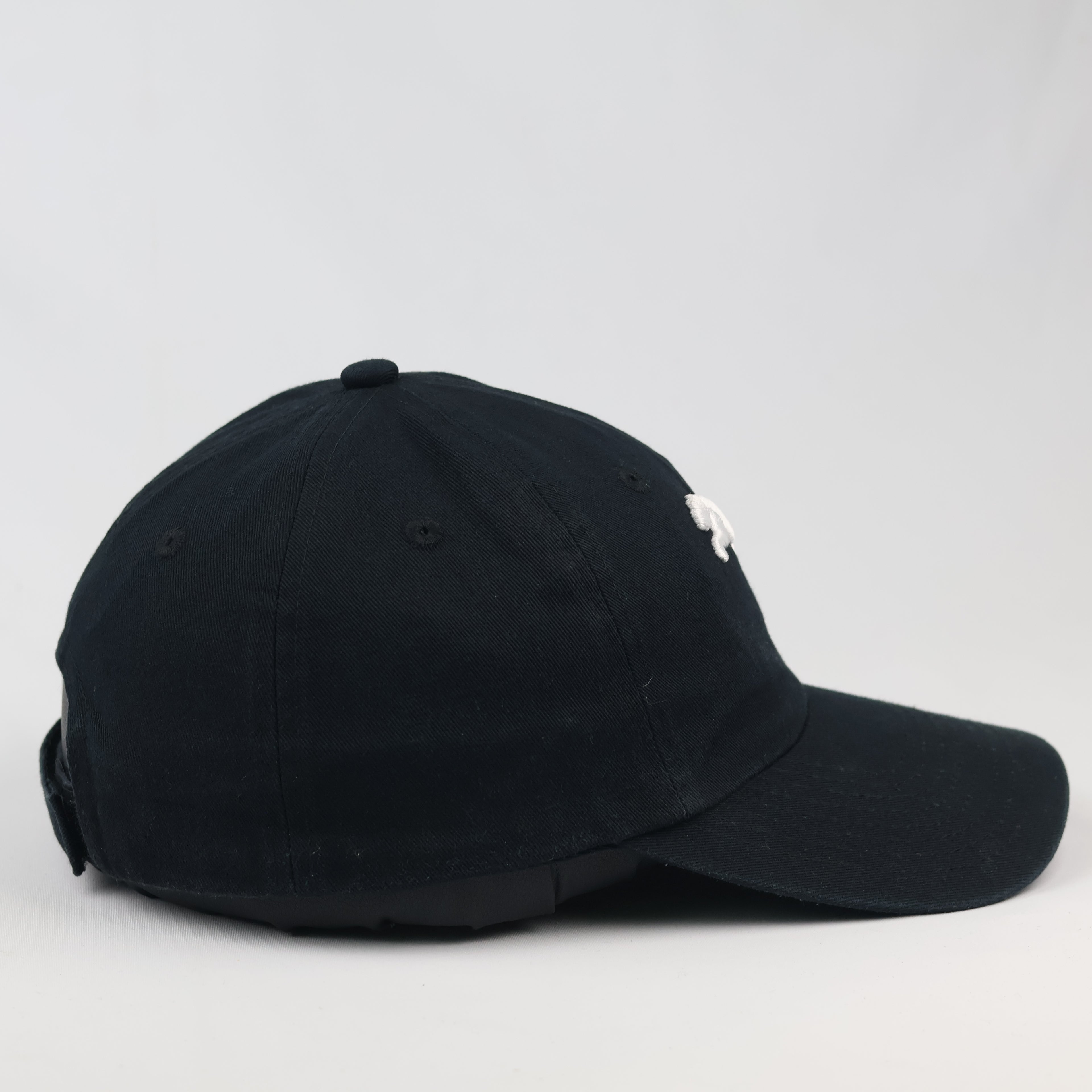 Classic Puma Adjustable Sport Thrifted Cap - Solid Black Cotton - Size 54-56cm