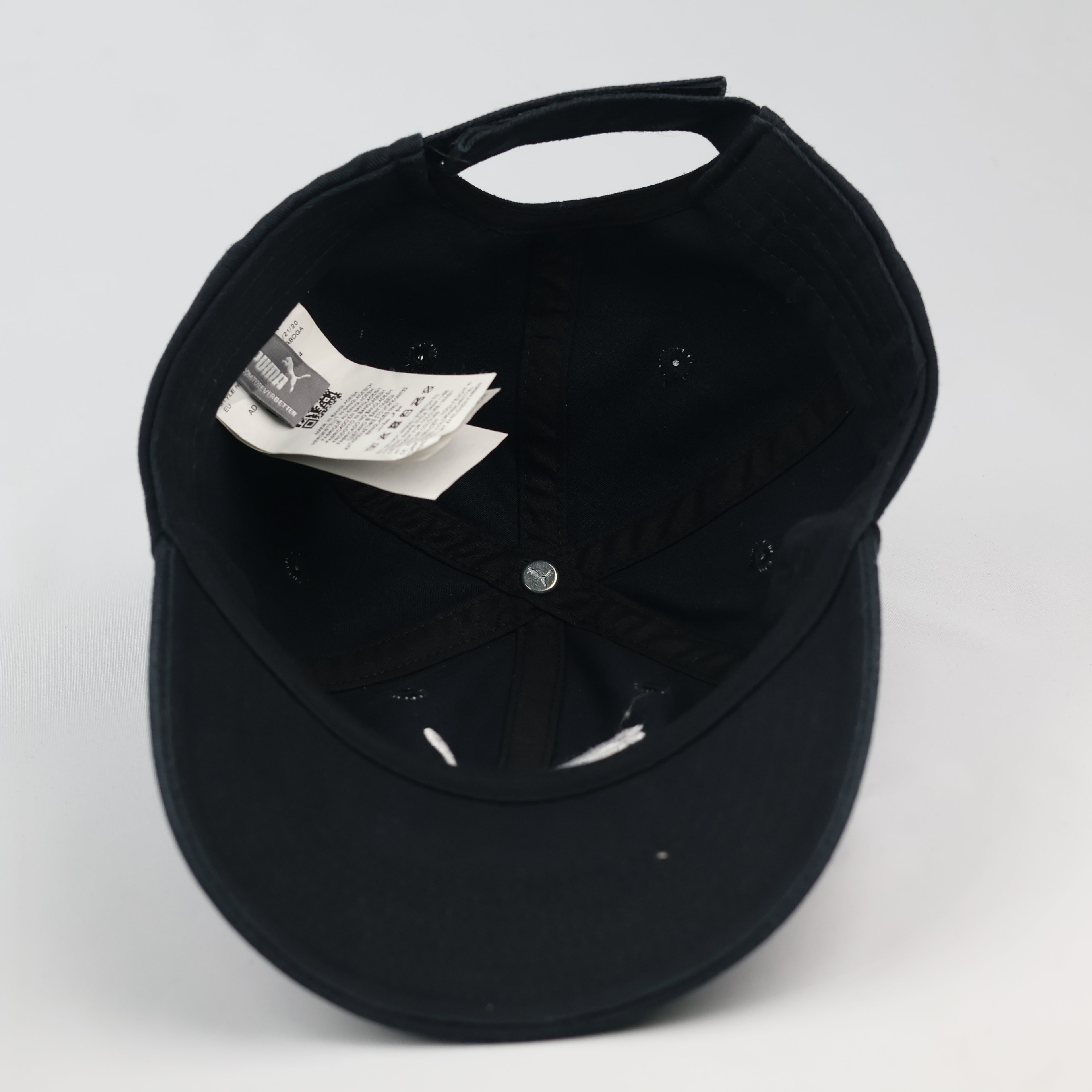 Classic Puma Adjustable Sport Thrifted Cap - Solid Black Cotton - Size 54-56cm