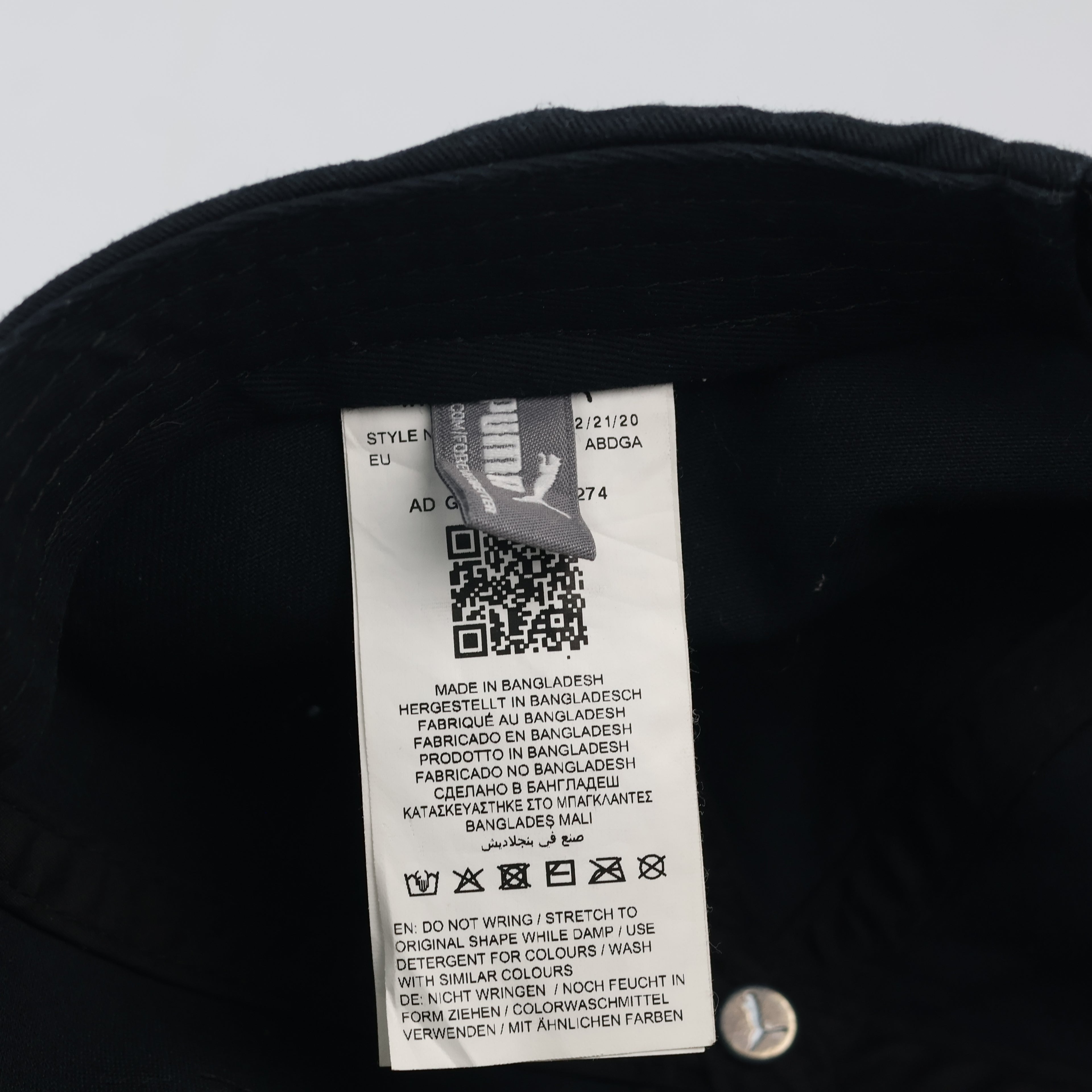 Classic Puma Adjustable Sport Thrifted Cap - Solid Black Cotton - Size 54-56cm