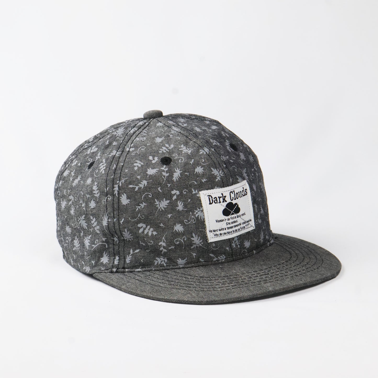 Dark Clouds Floral Pattern Snapback Cap
