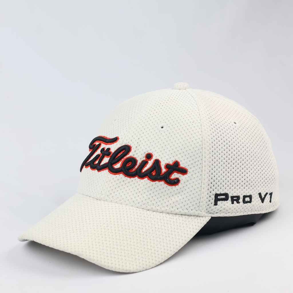 Titleist Pro V1 Tour Performance Mesh Golf Thrifted Hat - White/Red | M/L