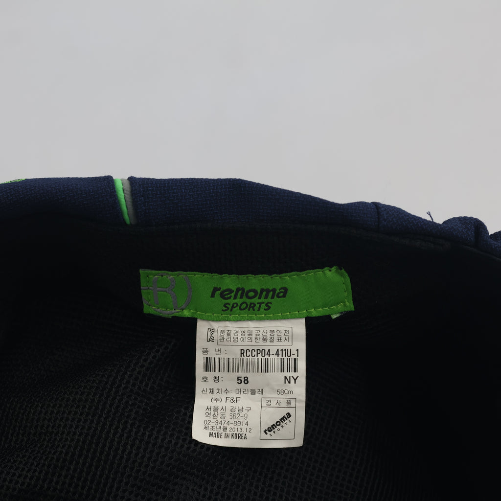 Thrifted Renoma Sports Navy Embroidered Athletic Flat Cap | 10035