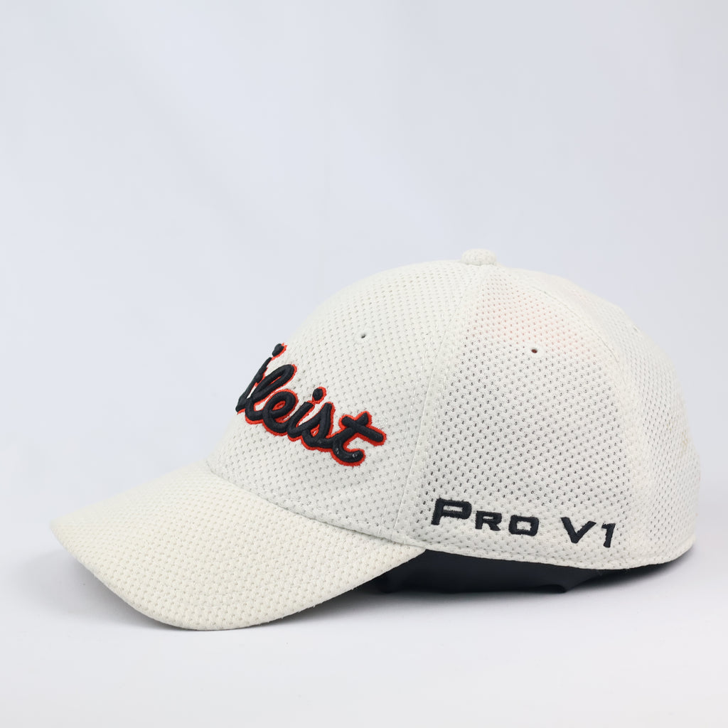 Titleist Pro V1 Tour Performance Mesh Golf Thrifted Hat - White/Red | M/L