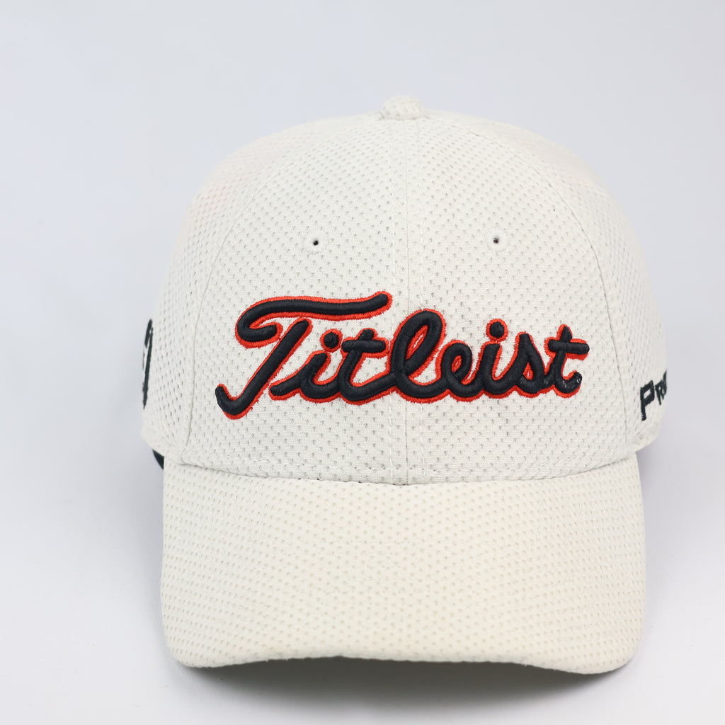 Titleist Pro V1 Tour Performance Mesh Golf Thrifted Hat - White/Red | M/L