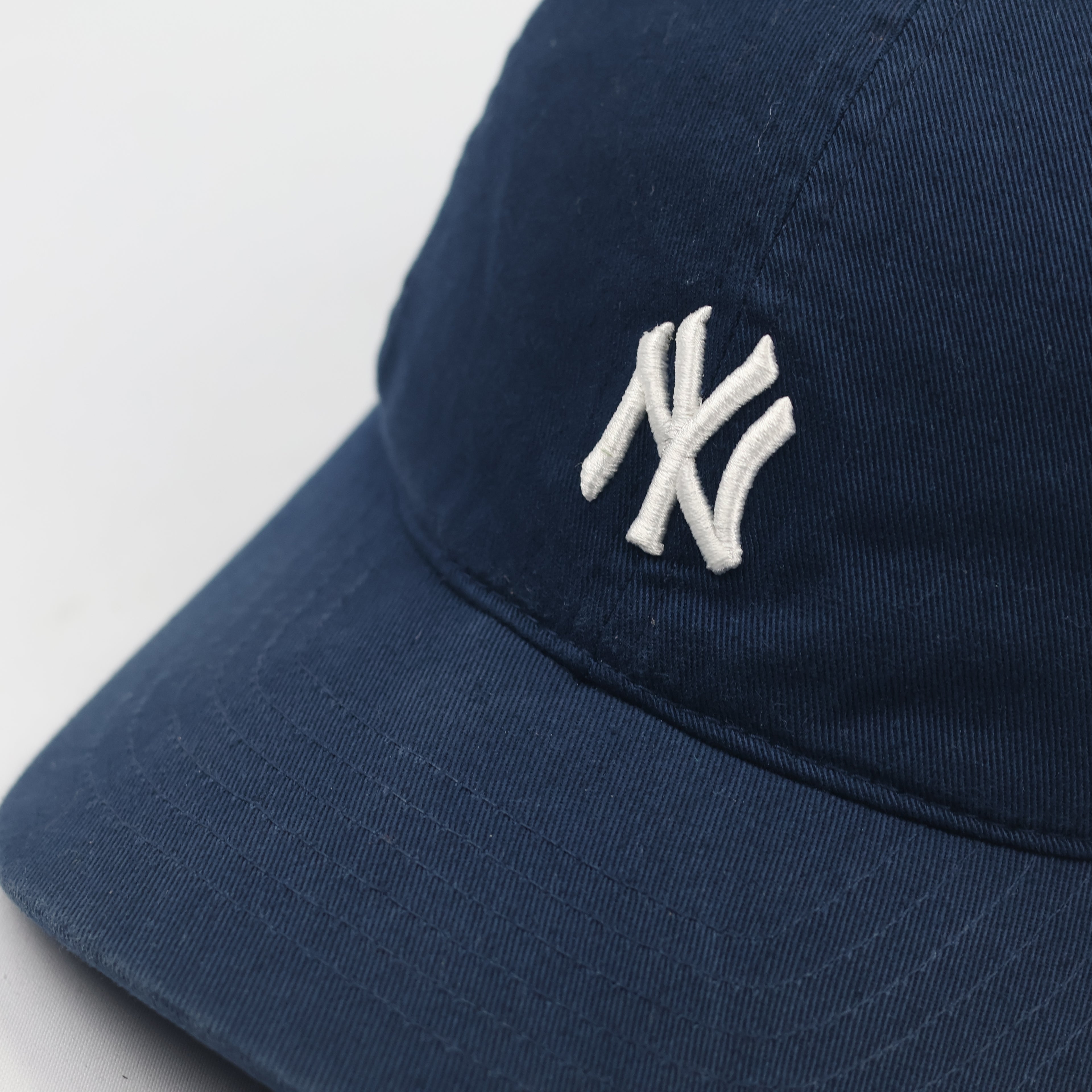 Vintage NY Yankees Adjustable Baseball Thrifted  Cap - Navy with White Embroidery