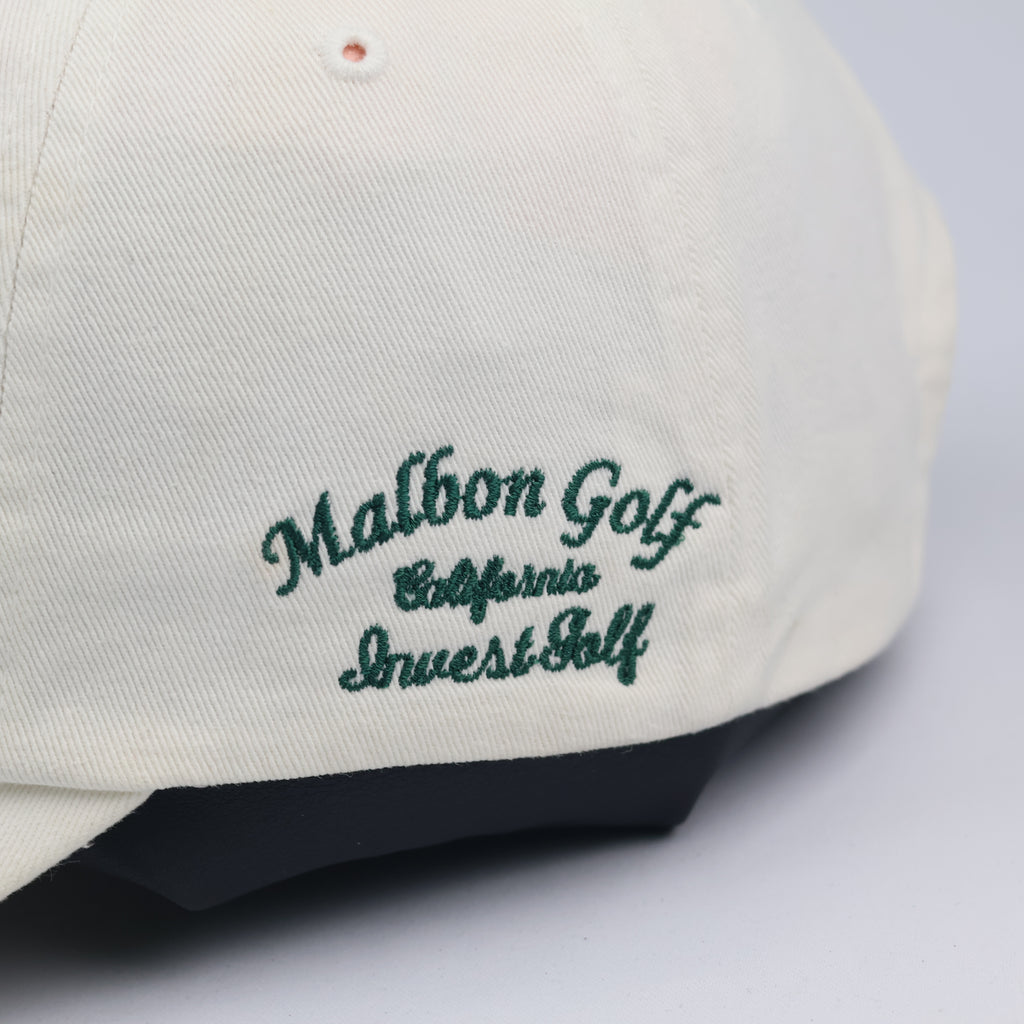 Malbon Golf "Buckets" Embroidered Heritage Thrifted Cap - Off-White/Green