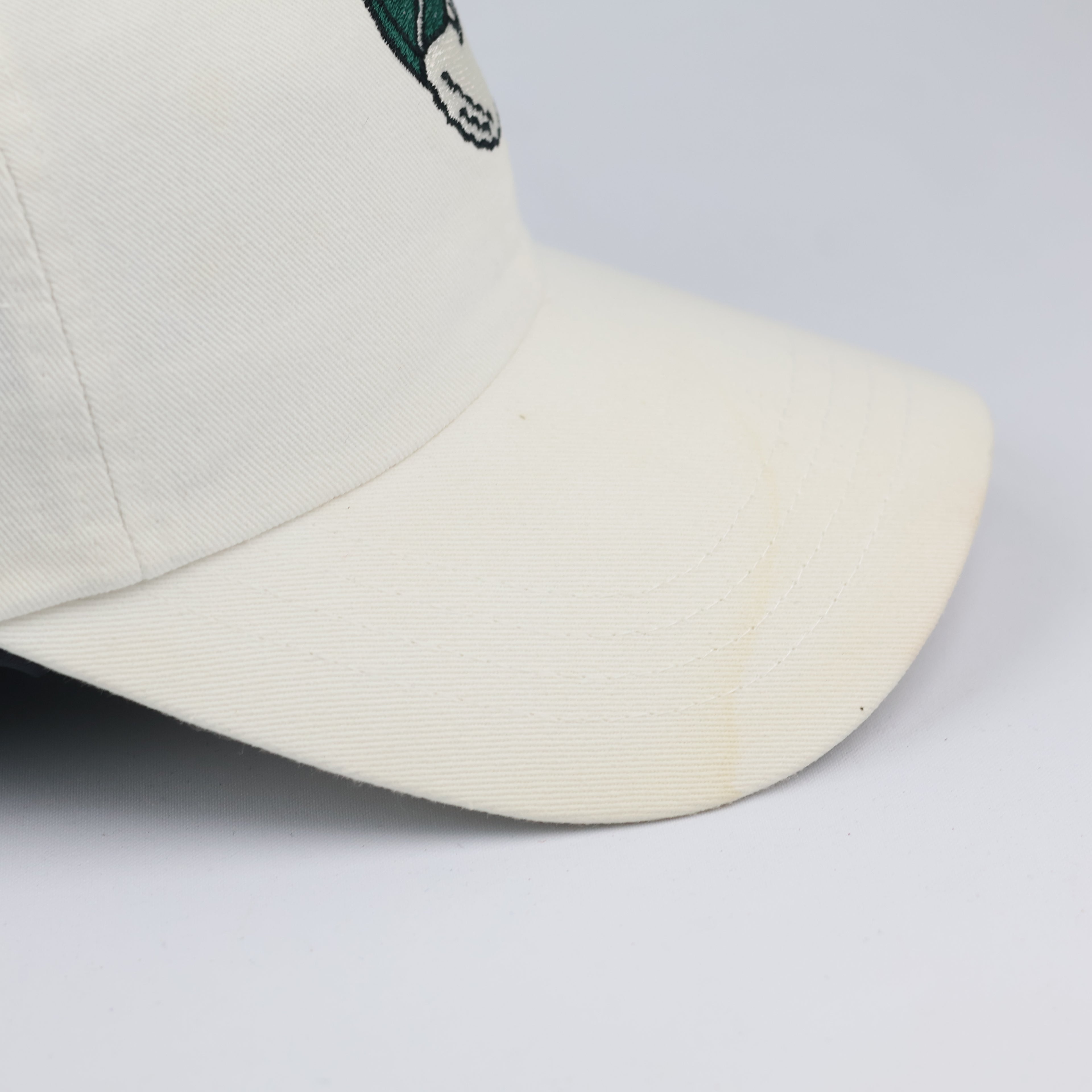 Malbon Golf "Buckets" Embroidered Heritage Thrifted Cap - Off-White/Green