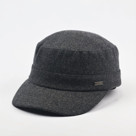 Vintage Tom Tailor Military Patrol Thrifted Cap – Textured Grey Winter Headwear