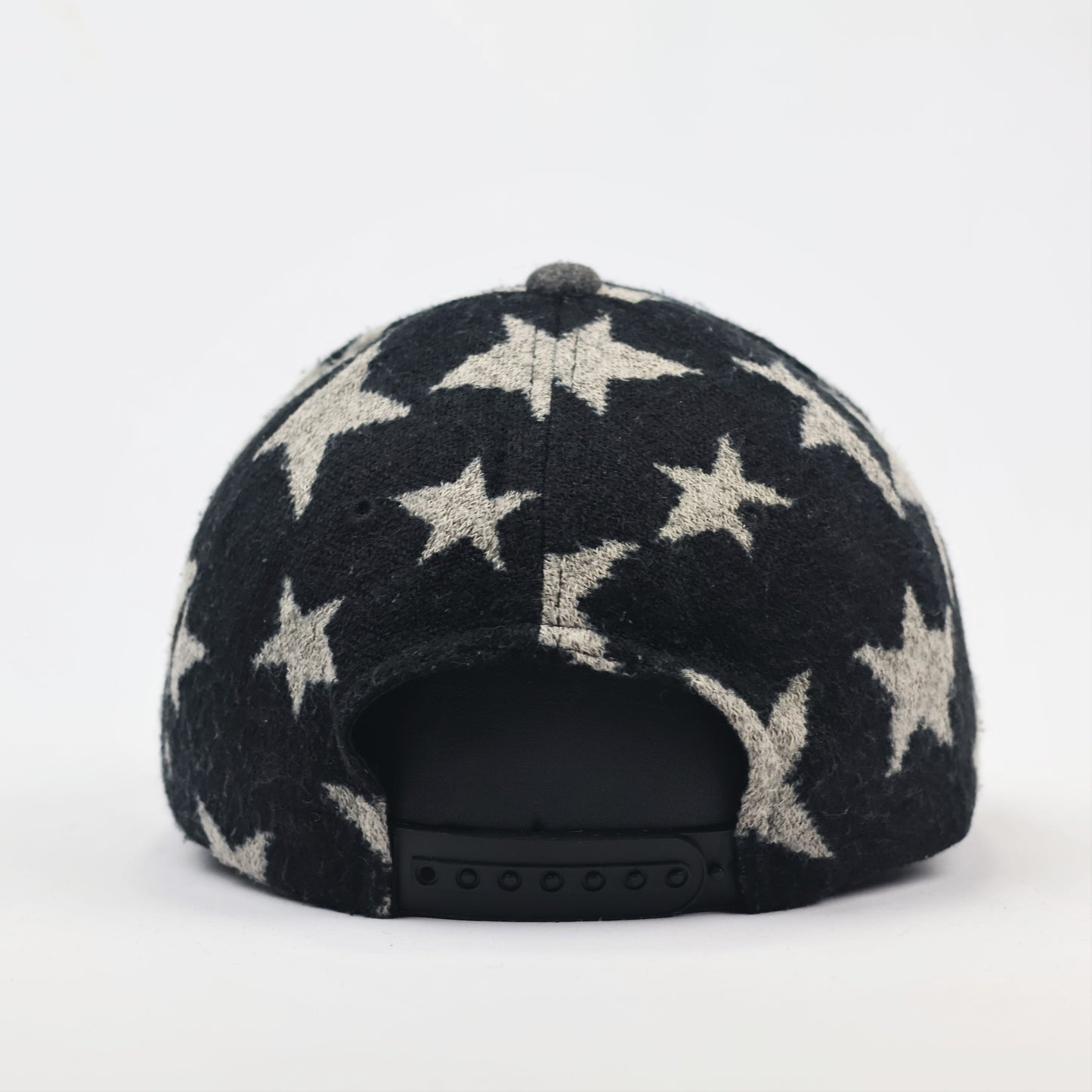 "Awesome" Stars Pattern Wool Blend Snapback Thrifted Hat – Black & Grey