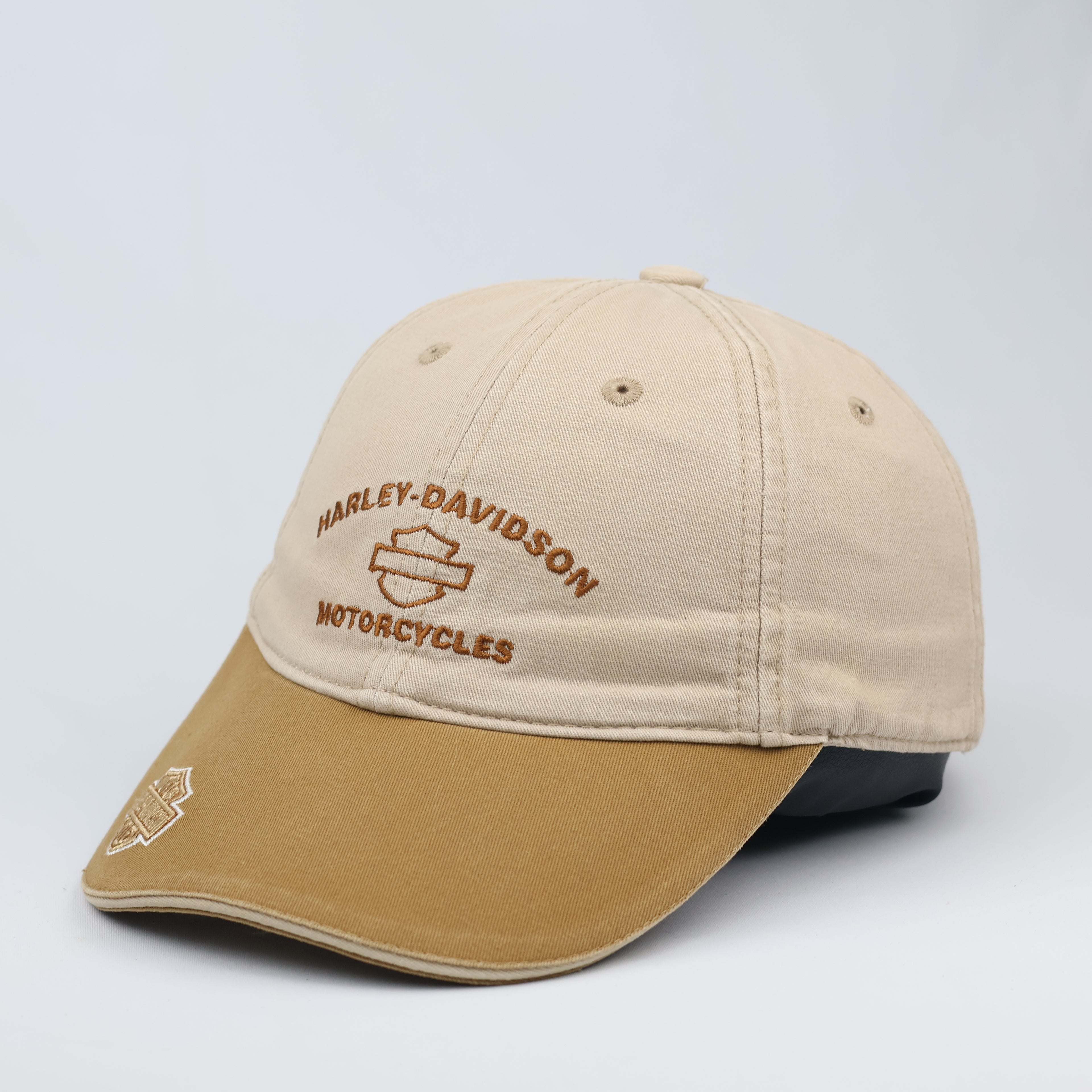 Vintage Harley-Davidson Motorcycles Thrifted Cap – Tan & Brown Two-Tone