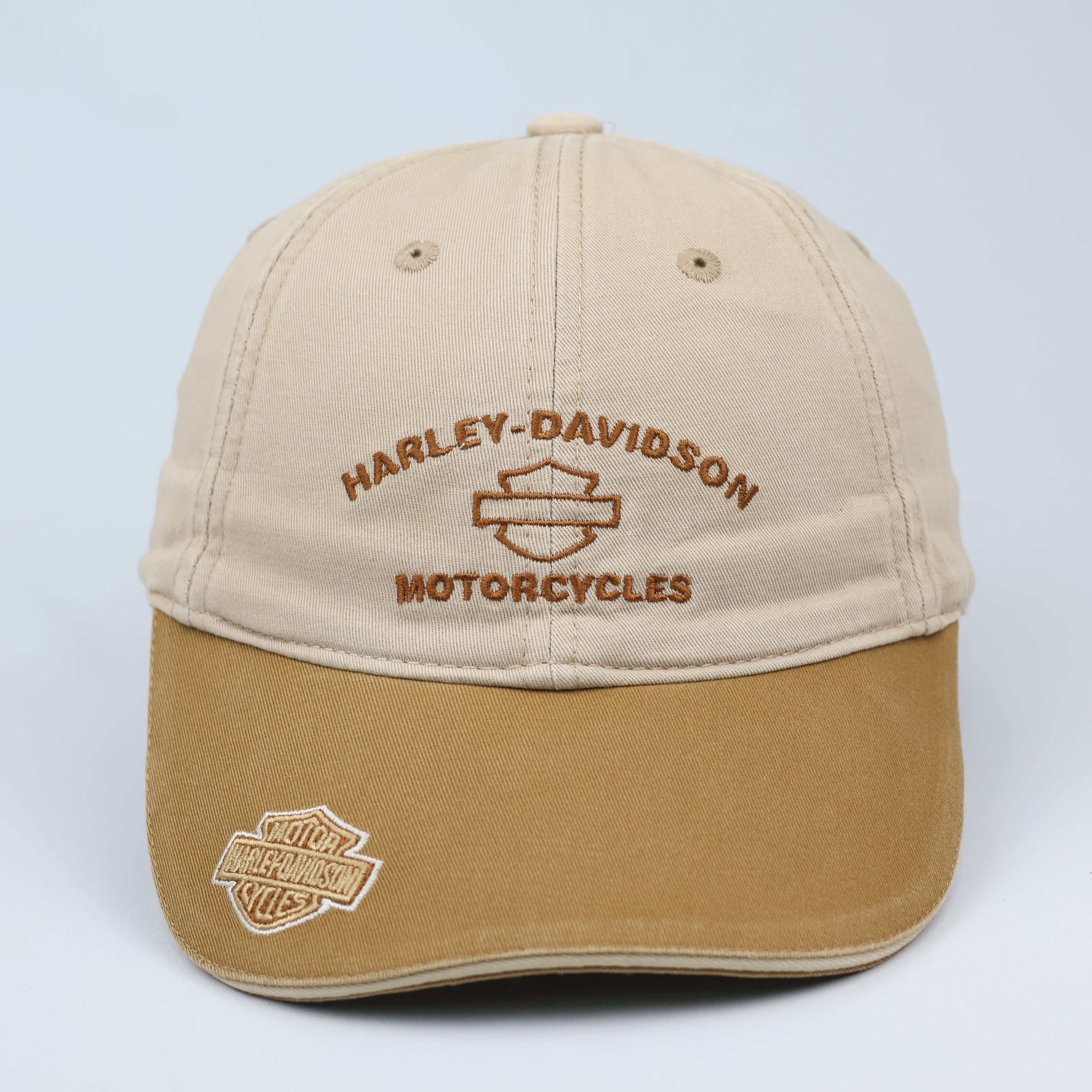Vintage Harley-Davidson Motorcycles Thrifted Cap – Tan & Brown Two-Tone