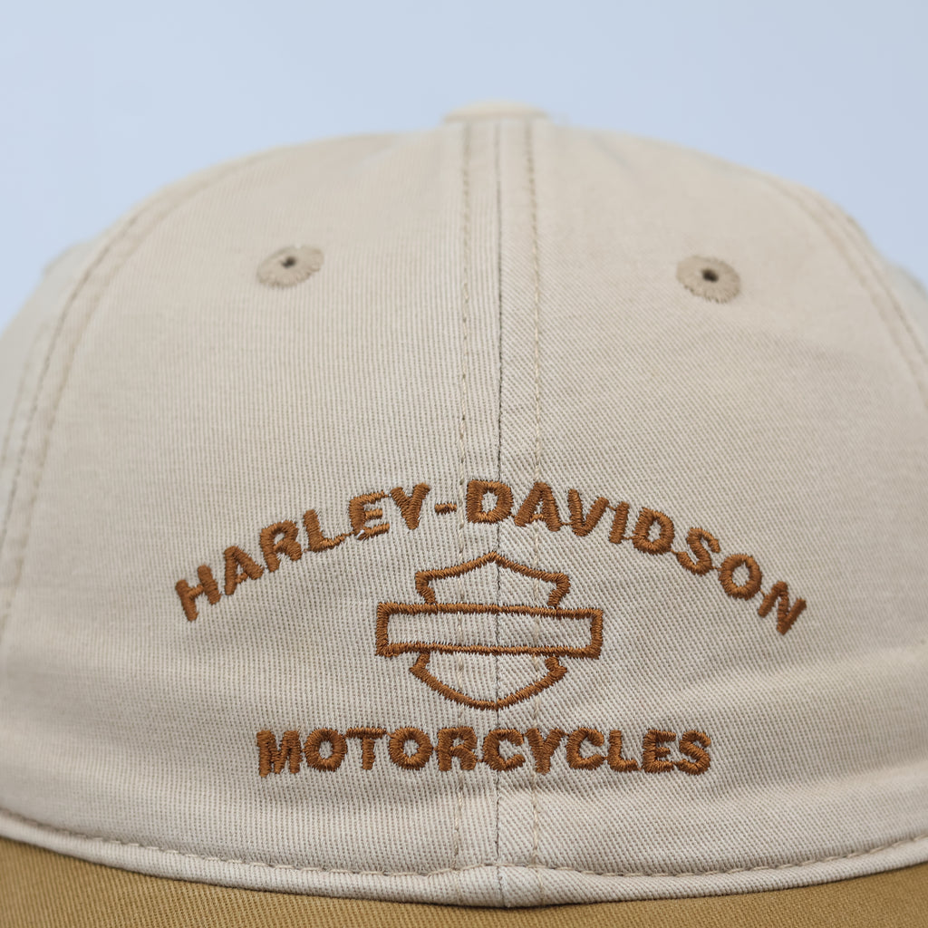 Vintage Harley-Davidson Motorcycles Thrifted Cap – Tan & Brown Two-Tone