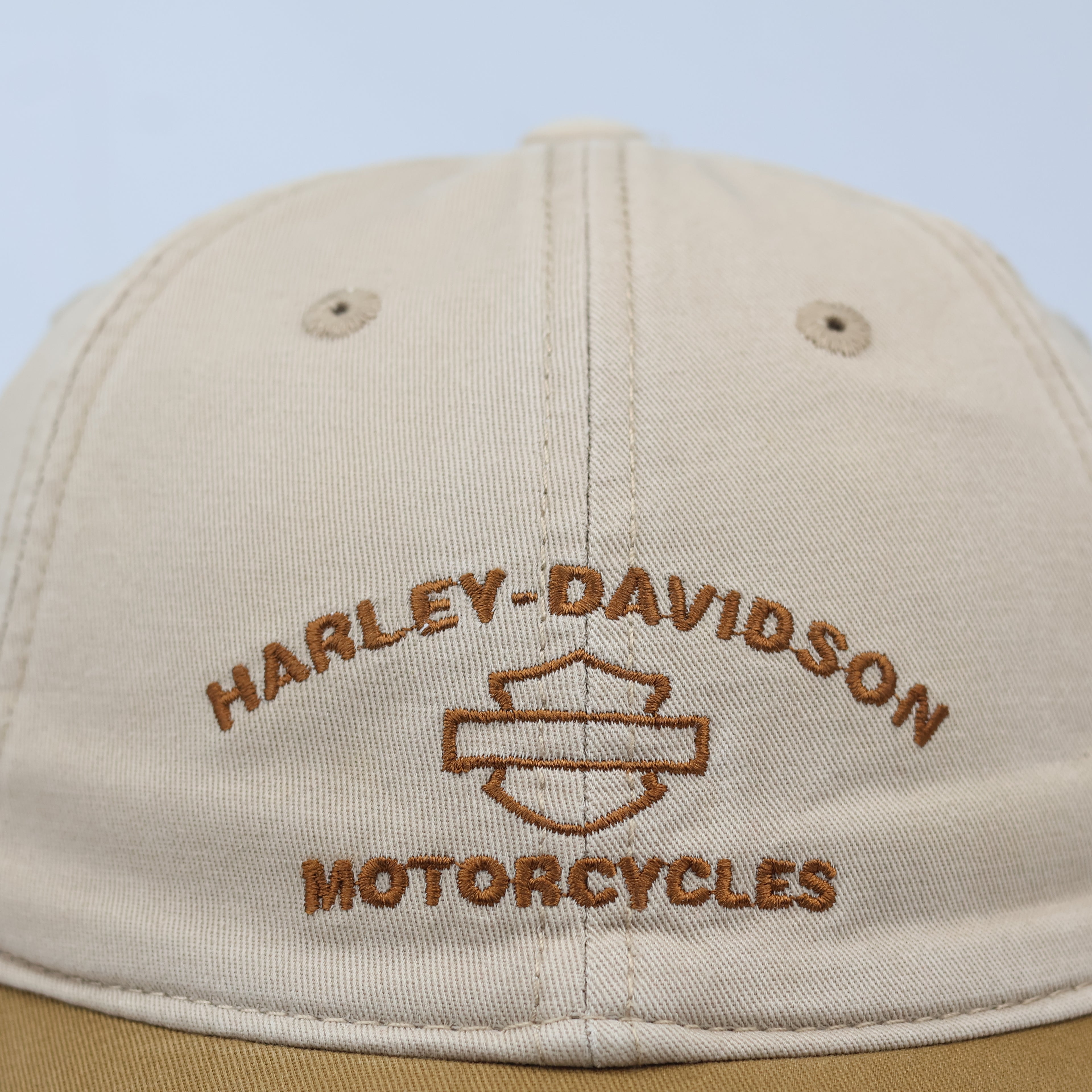 Vintage Harley-Davidson Motorcycles Thrifted Cap – Tan & Brown Two-Tone
