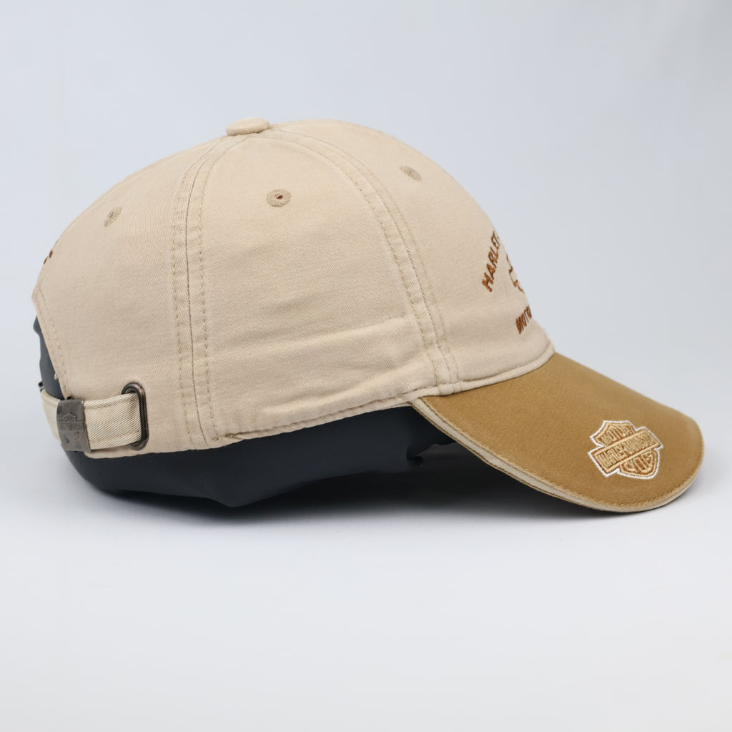 Vintage Harley-Davidson Motorcycles Thrifted Cap – Tan & Brown Two-Tone