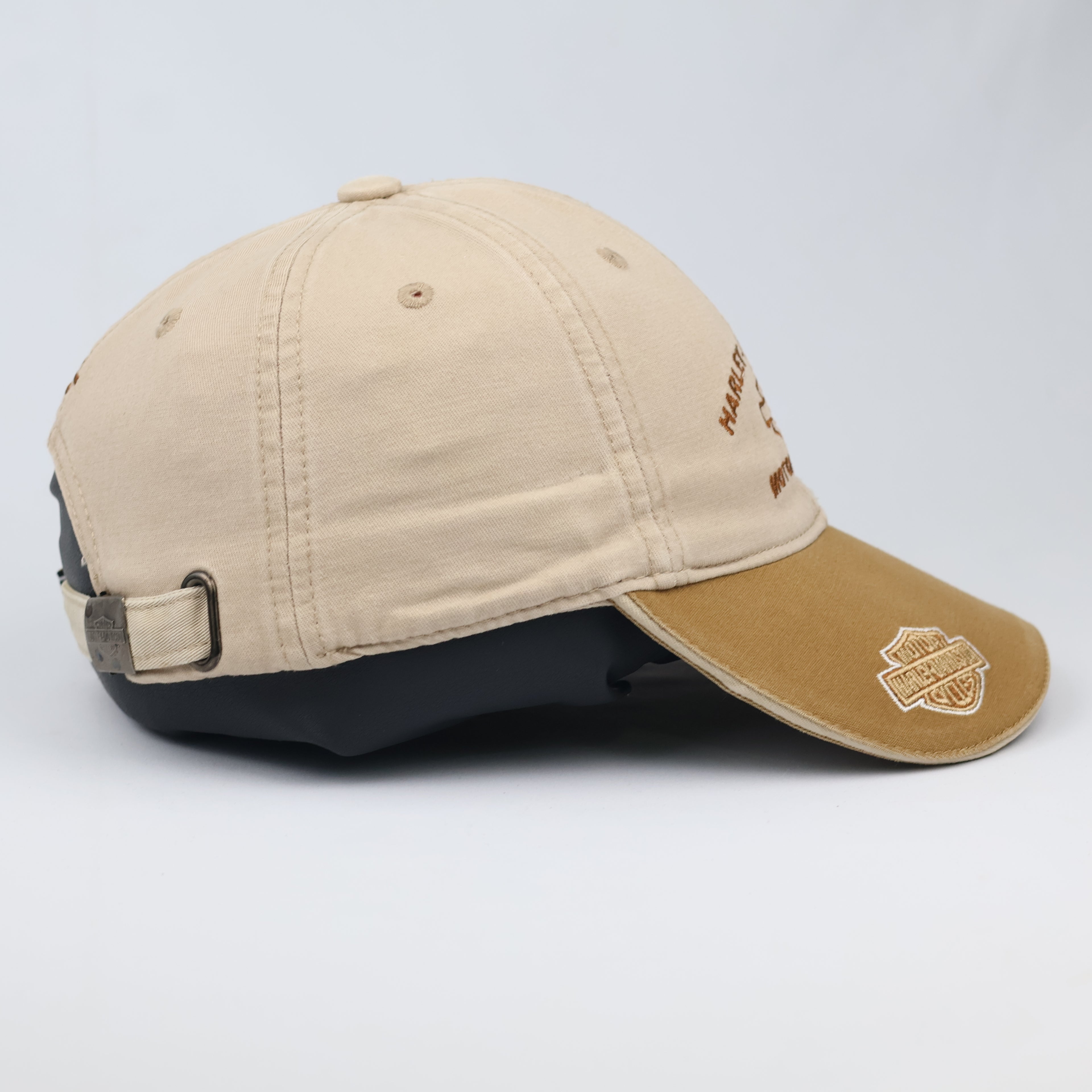 Vintage Harley-Davidson Motorcycles Thrifted Cap – Tan & Brown Two-Tone