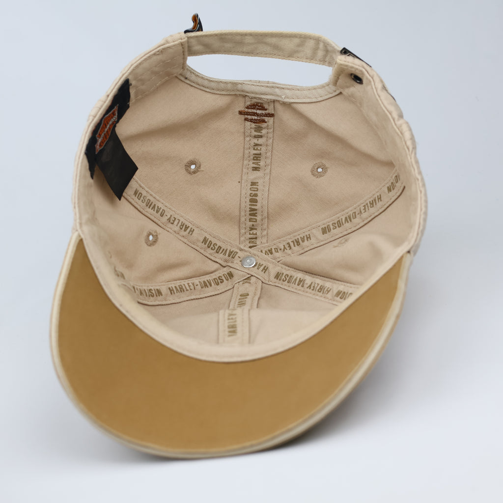 Vintage Harley-Davidson Motorcycles Thrifted Cap – Tan & Brown Two-Tone