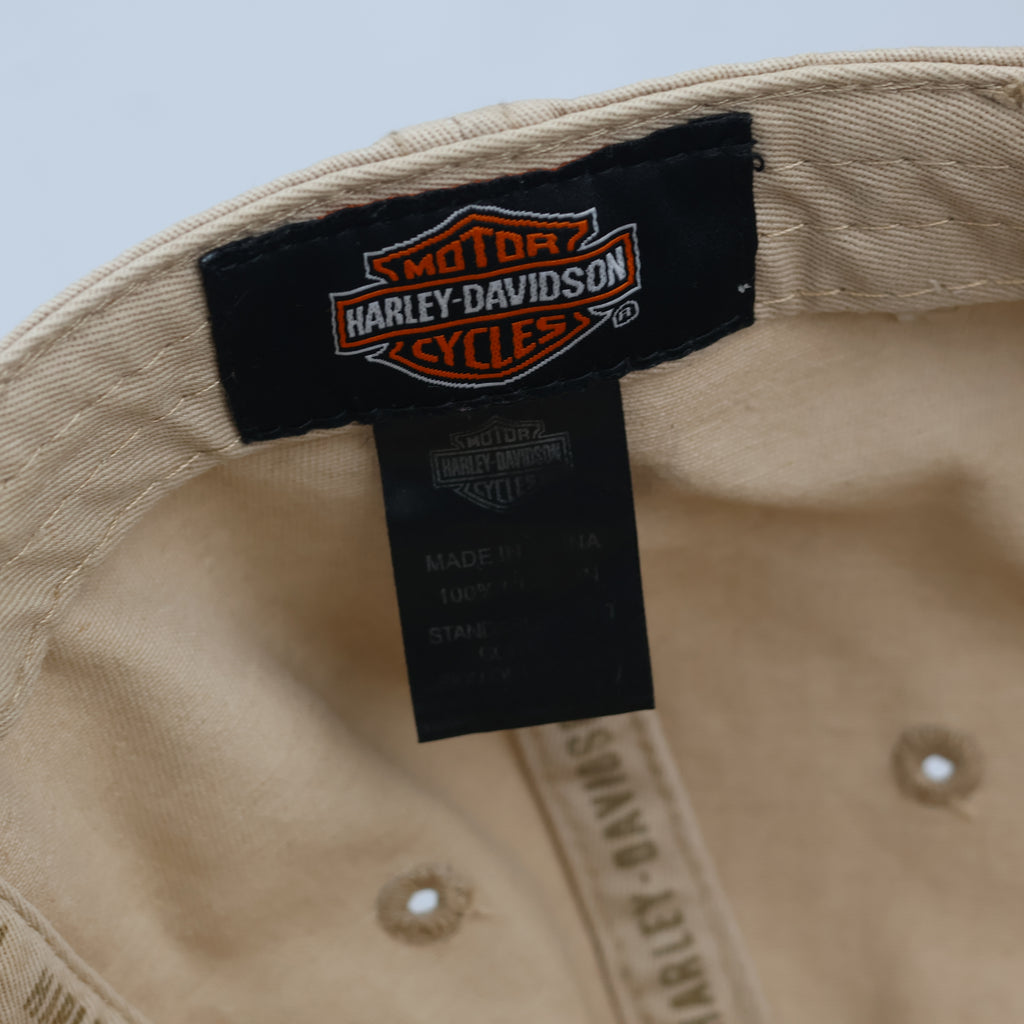 Vintage Harley-Davidson Motorcycles Thrifted Cap – Tan & Brown Two-Tone