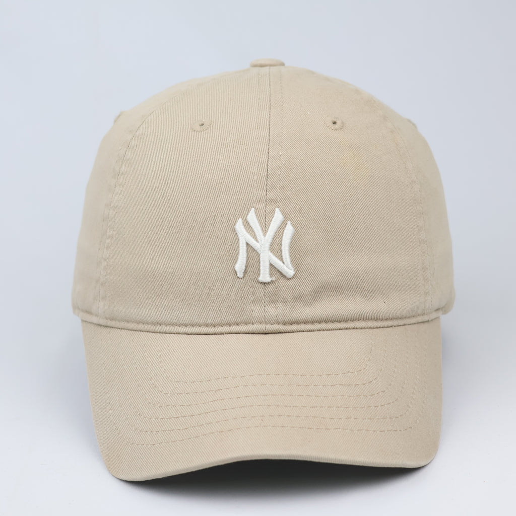 New York Yankees MLB Embroidered Dad Thrifted Hat - Khaki Beige | 56-59cm