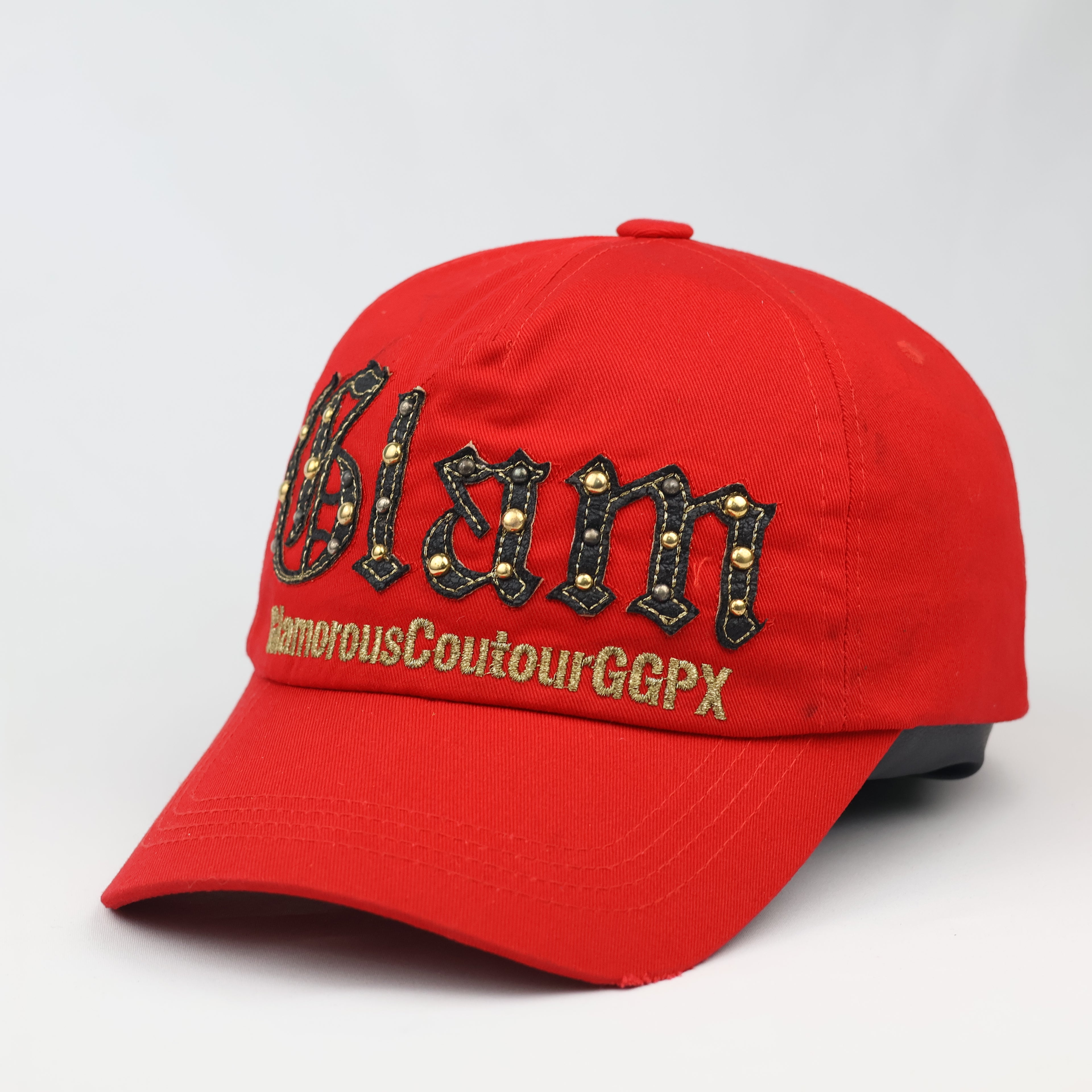 Vintage GGPX "Glam" Red Studded Thrifted Cap – Y2K Aesthetic Streetwear