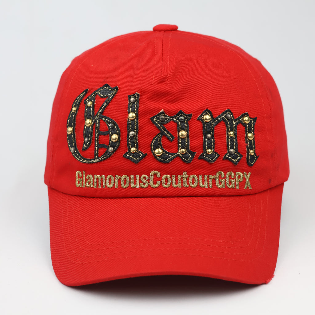 Vintage GGPX "Glam" Red Studded Thrifted Cap – Y2K Aesthetic Streetwear