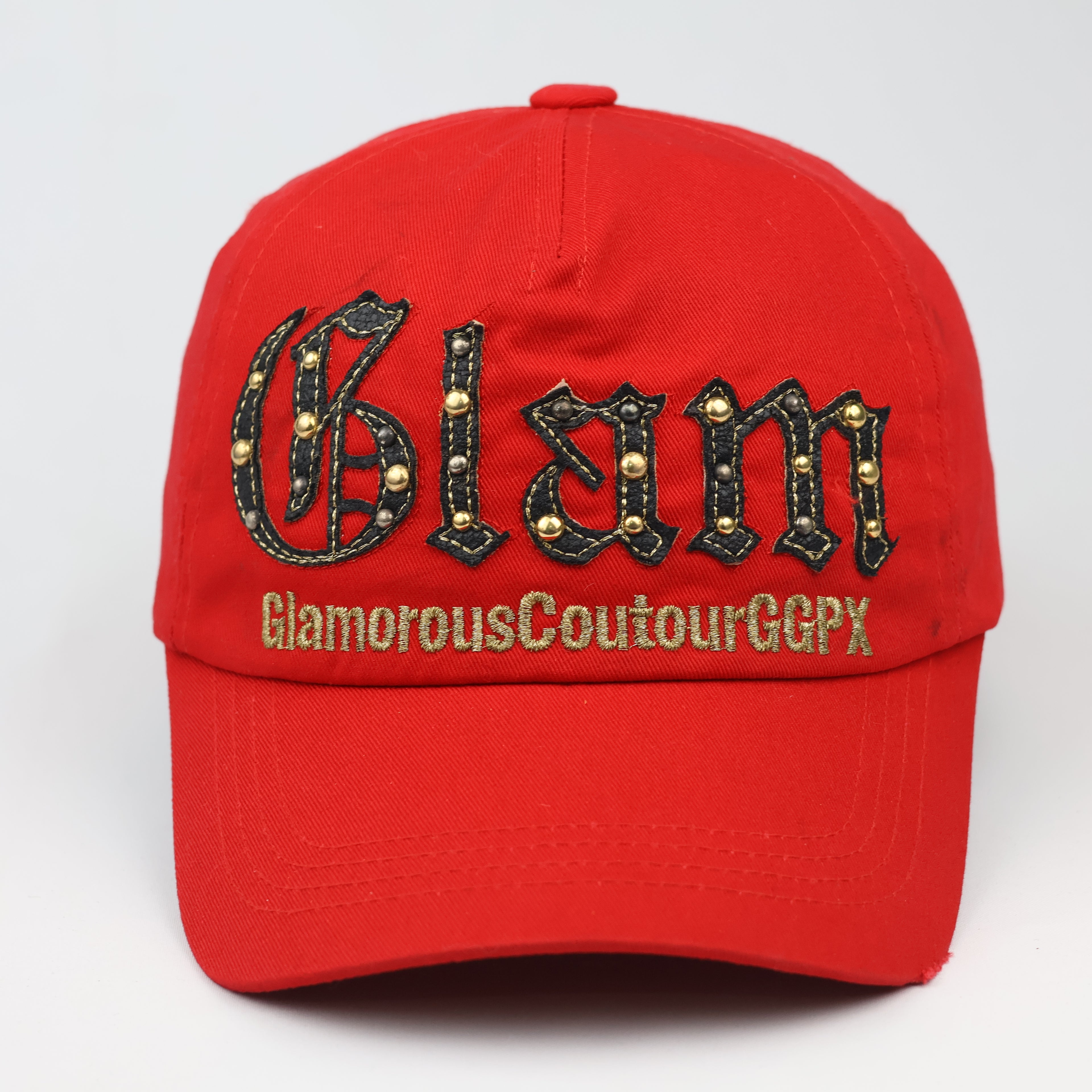 Vintage GGPX "Glam" Red Studded Thrifted Cap – Y2K Aesthetic Streetwear