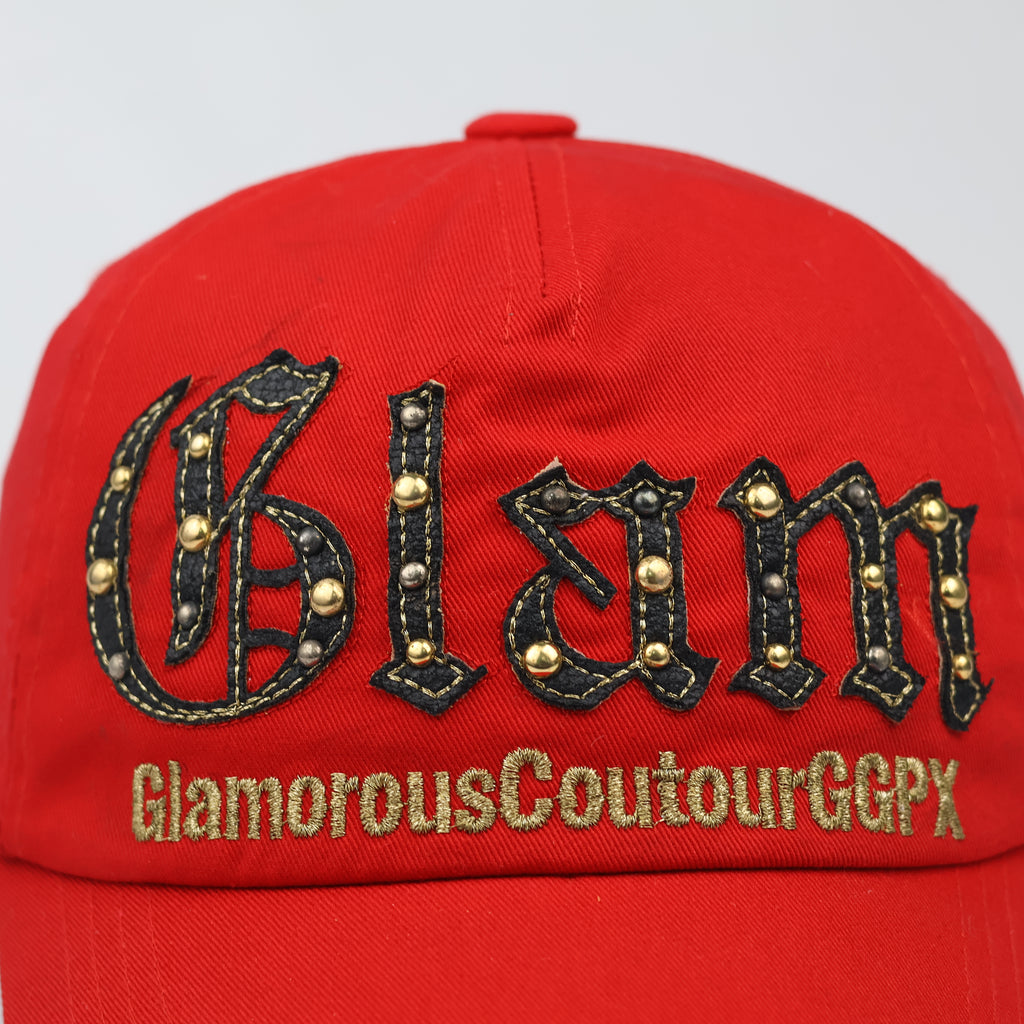 Vintage GGPX "Glam" Red Studded Thrifted Cap – Y2K Aesthetic Streetwear