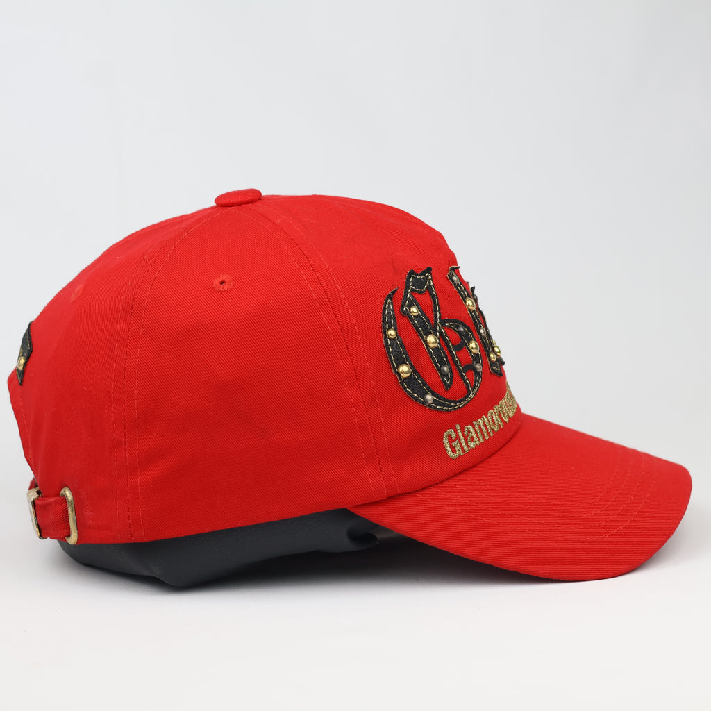 Vintage GGPX "Glam" Red Studded Thrifted Cap – Y2K Aesthetic Streetwear