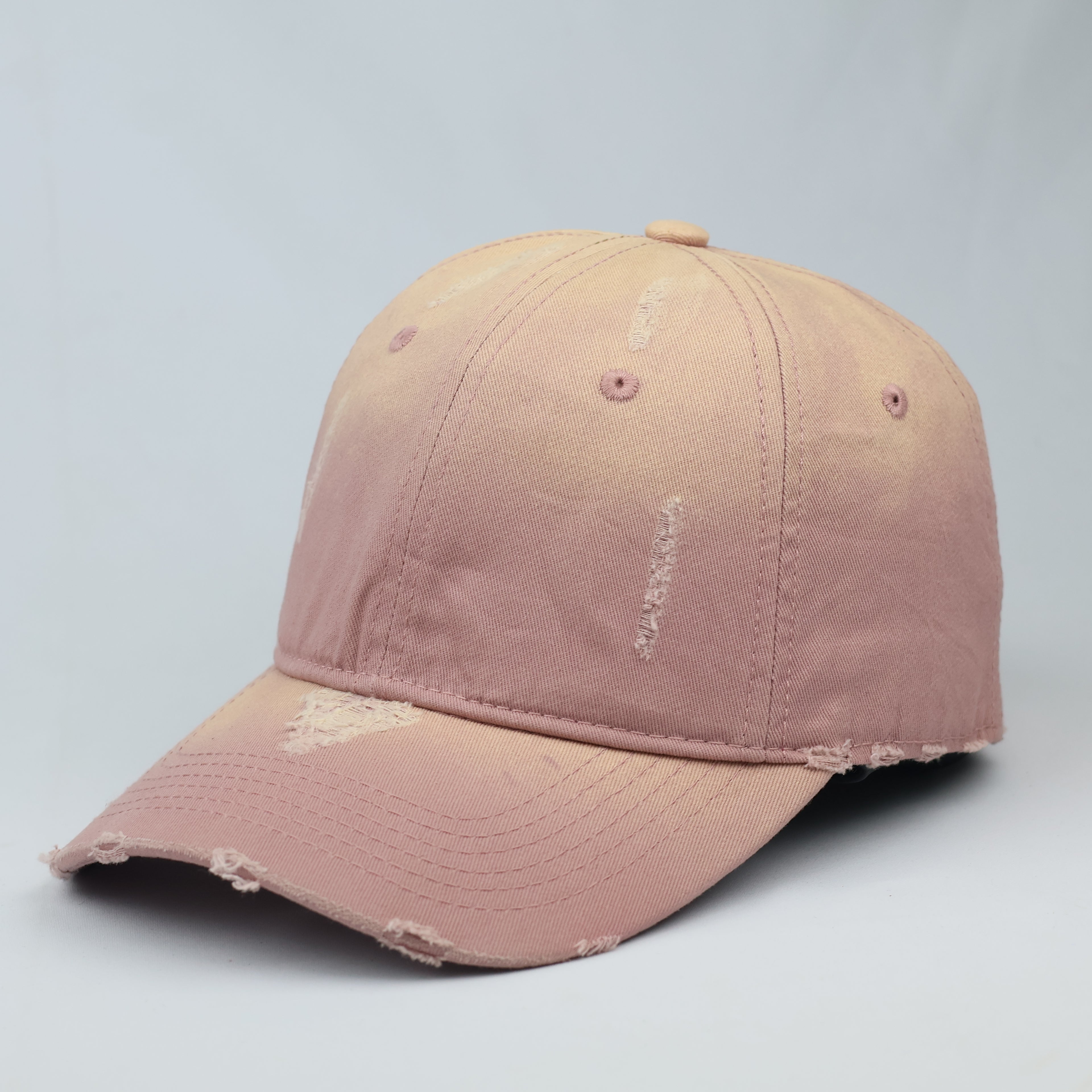 Vintage Distressed Salmon Pink Baseball Cap – 100% Cotton