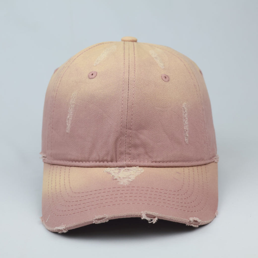 Vintage Distressed Salmon Pink Baseball Cap – 100% Cotton