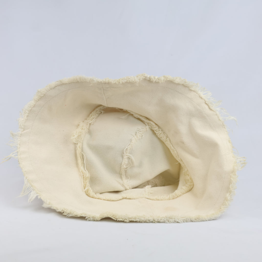 thrifted Vintage Cream Raw Hem Canvas Cap (57cm)
