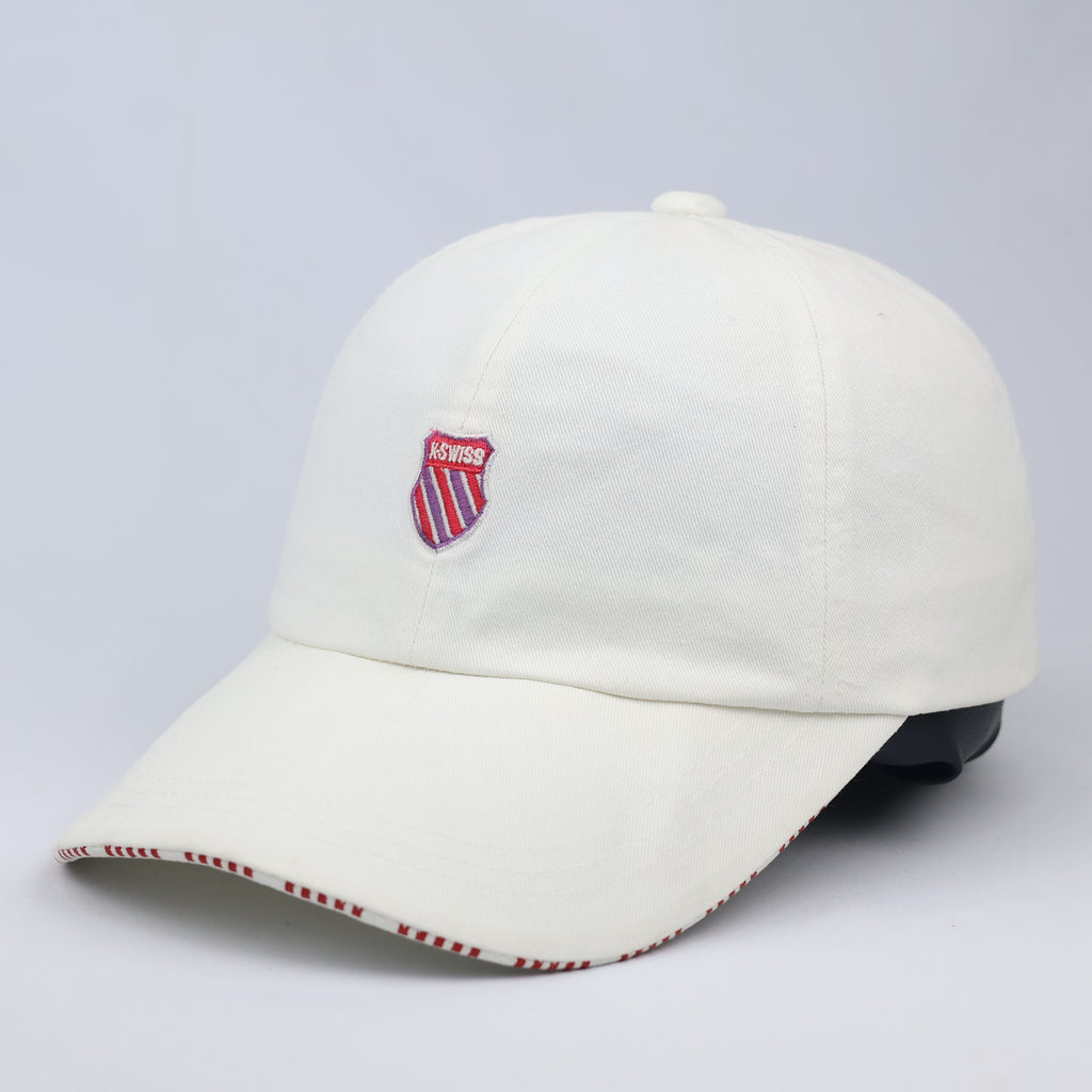 Vintage K-Swiss Heritage Baseball Cap – Classic White & Red Stripe