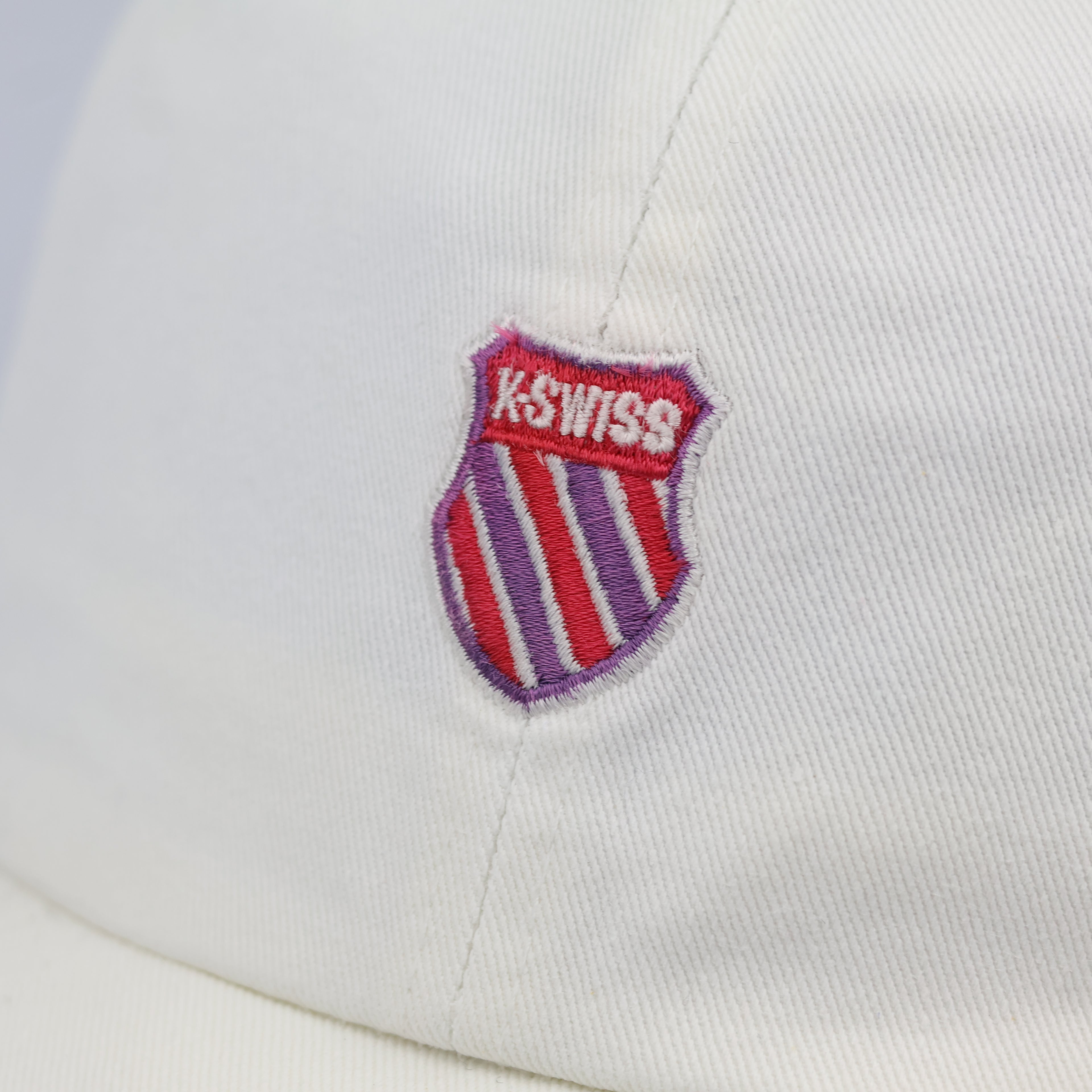Vintage K-Swiss Heritage Baseball Cap – Classic White & Red Stripe