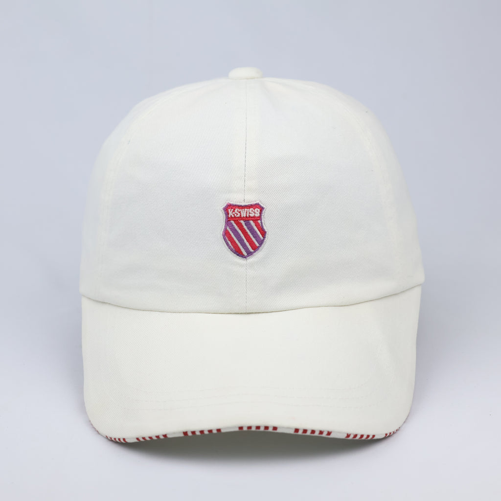 Vintage K-Swiss Heritage Baseball Cap – Classic White & Red Stripe