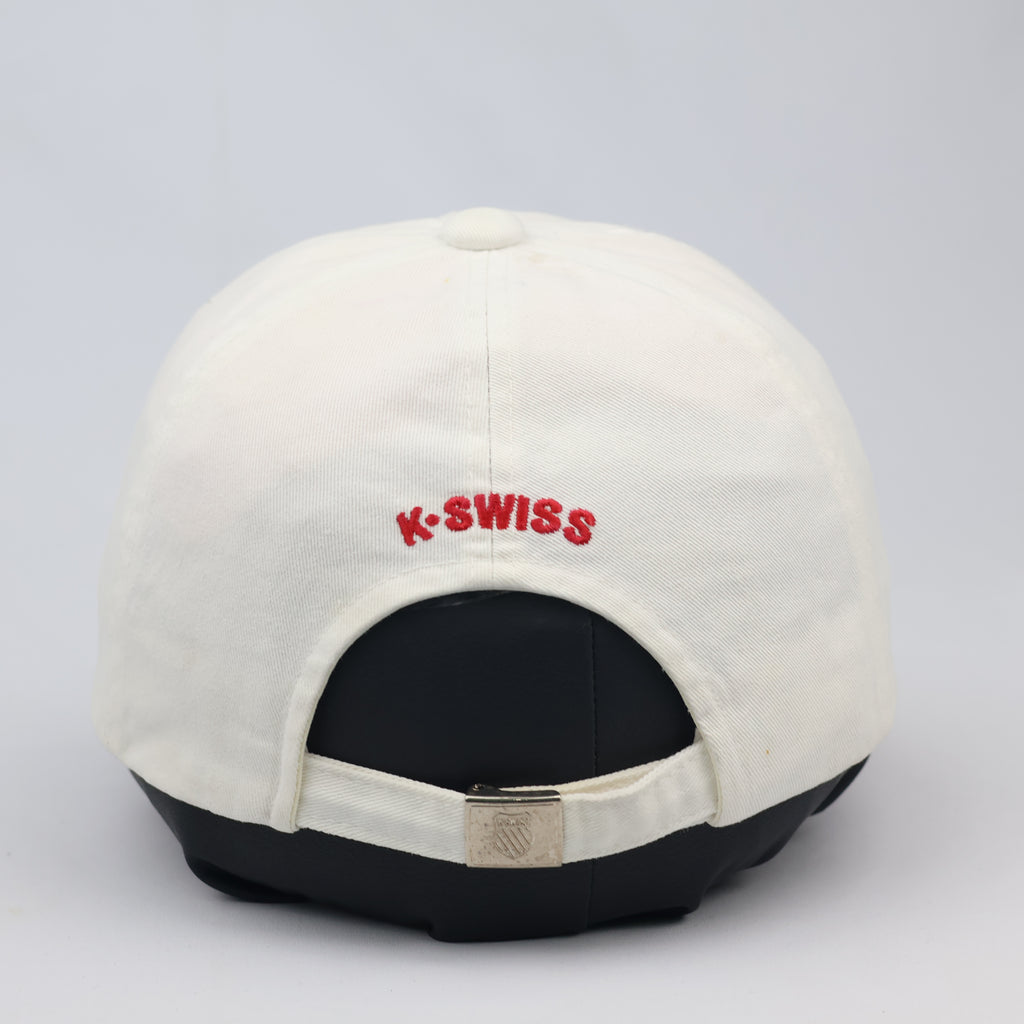 Vintage K-Swiss Heritage Baseball Cap – Classic White & Red Stripe