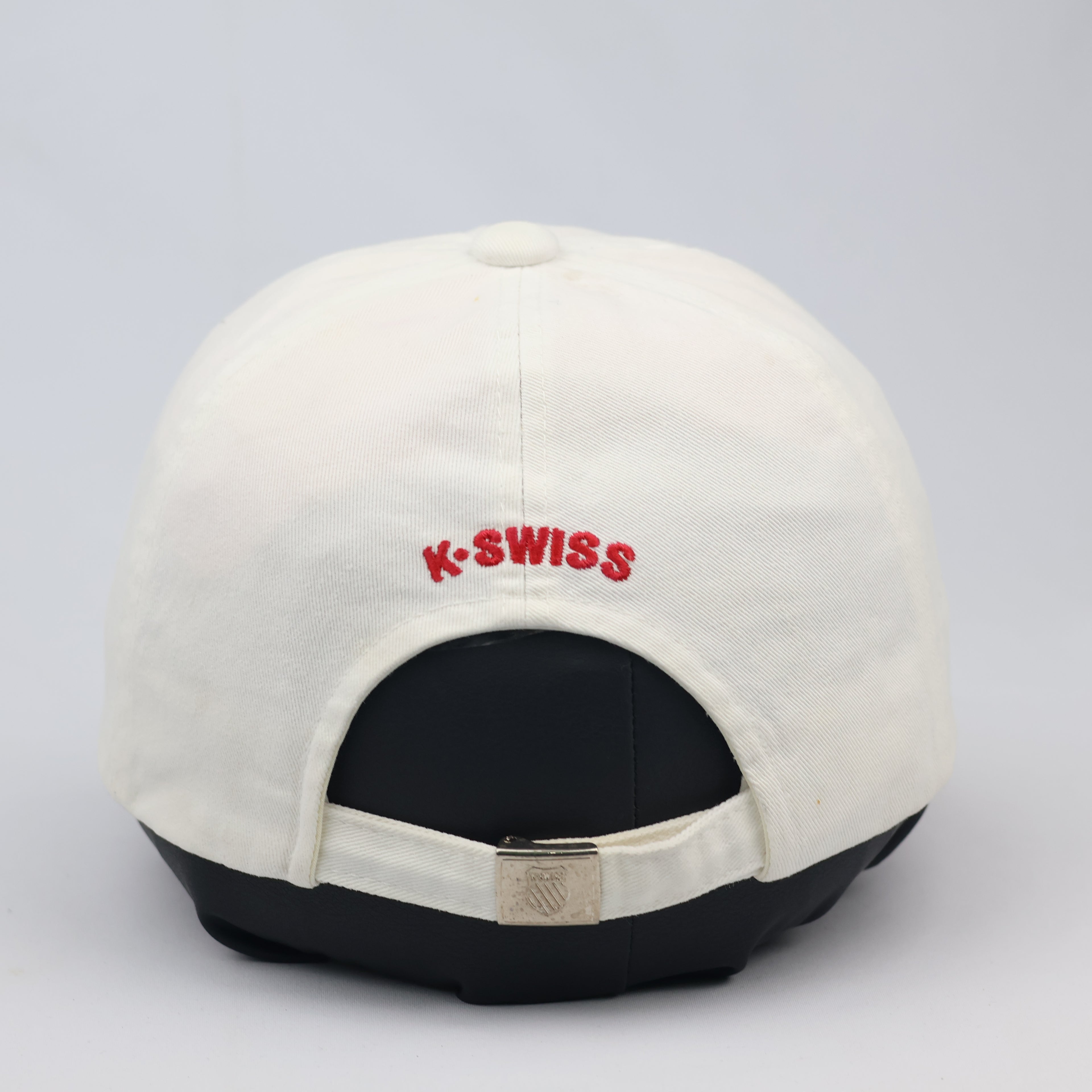 Vintage K-Swiss Heritage Baseball Cap – Classic White & Red Stripe
