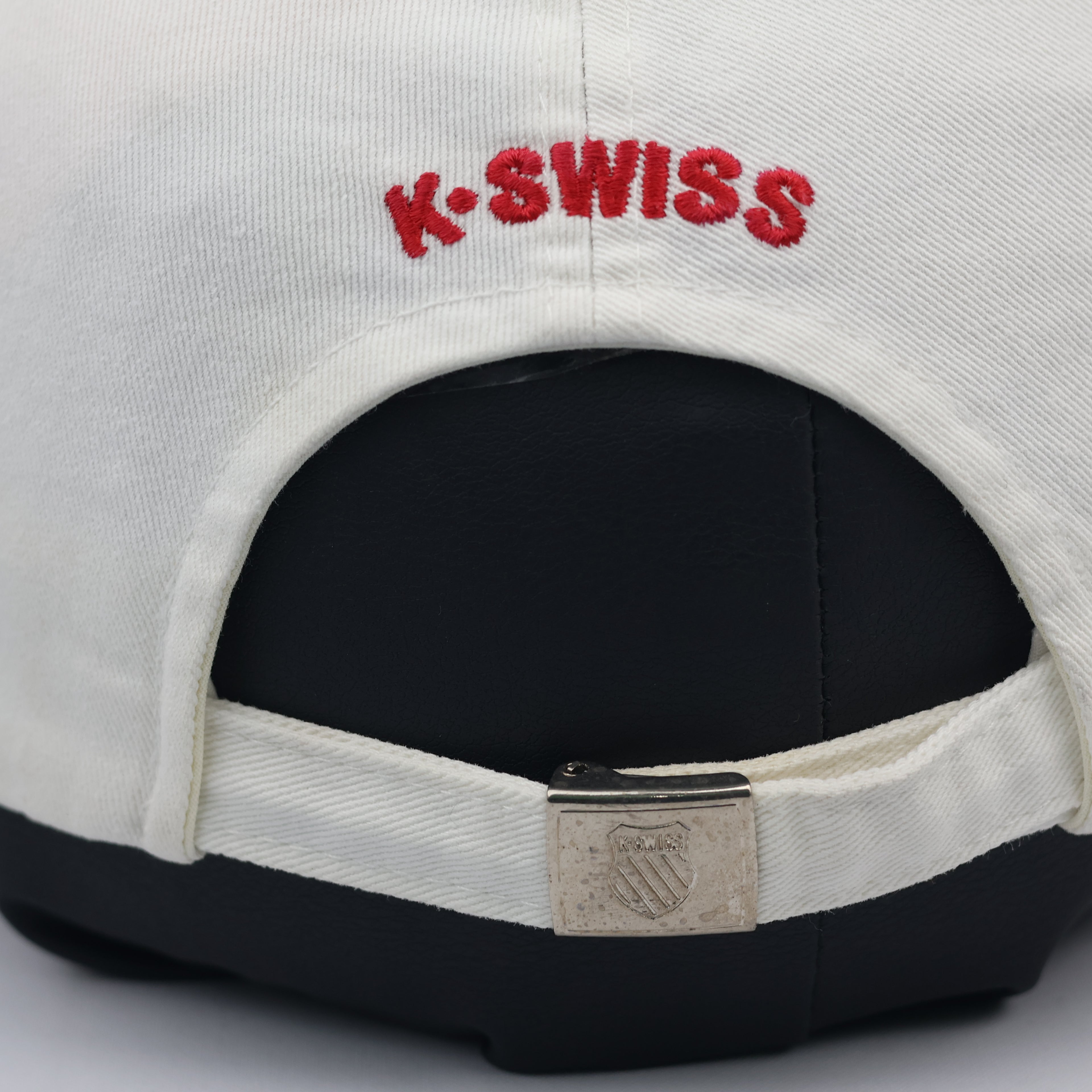 Vintage K-Swiss Heritage Baseball Cap – Classic White & Red Stripe