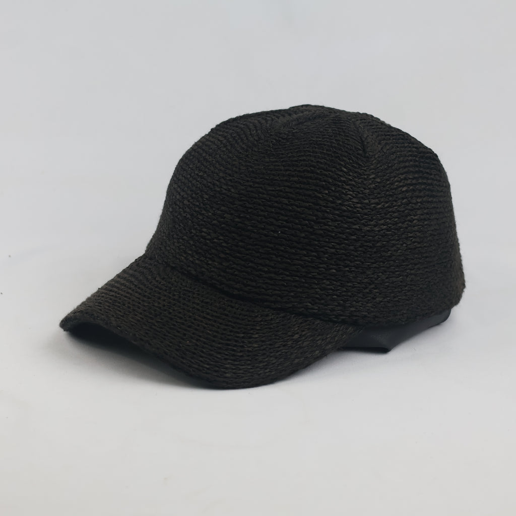 Thrifted Black Woven Straw Leather Buckle Cap (56-58 cm) | 10051