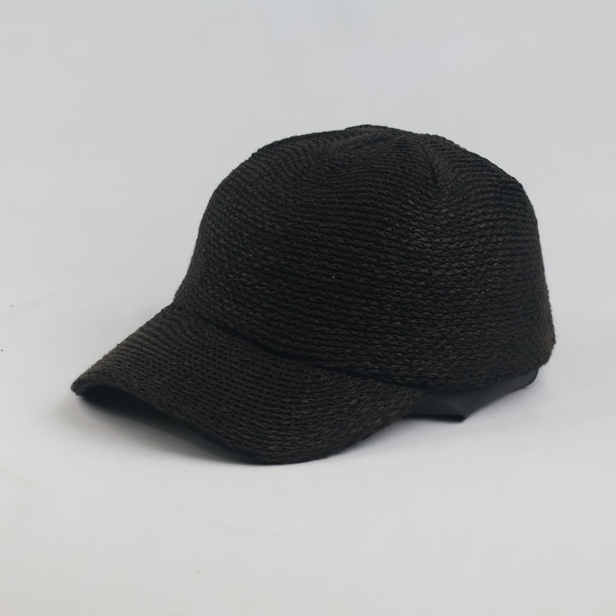 Thrifted Black Woven Straw Leather Buckle Cap (56-58 cm) | 10051