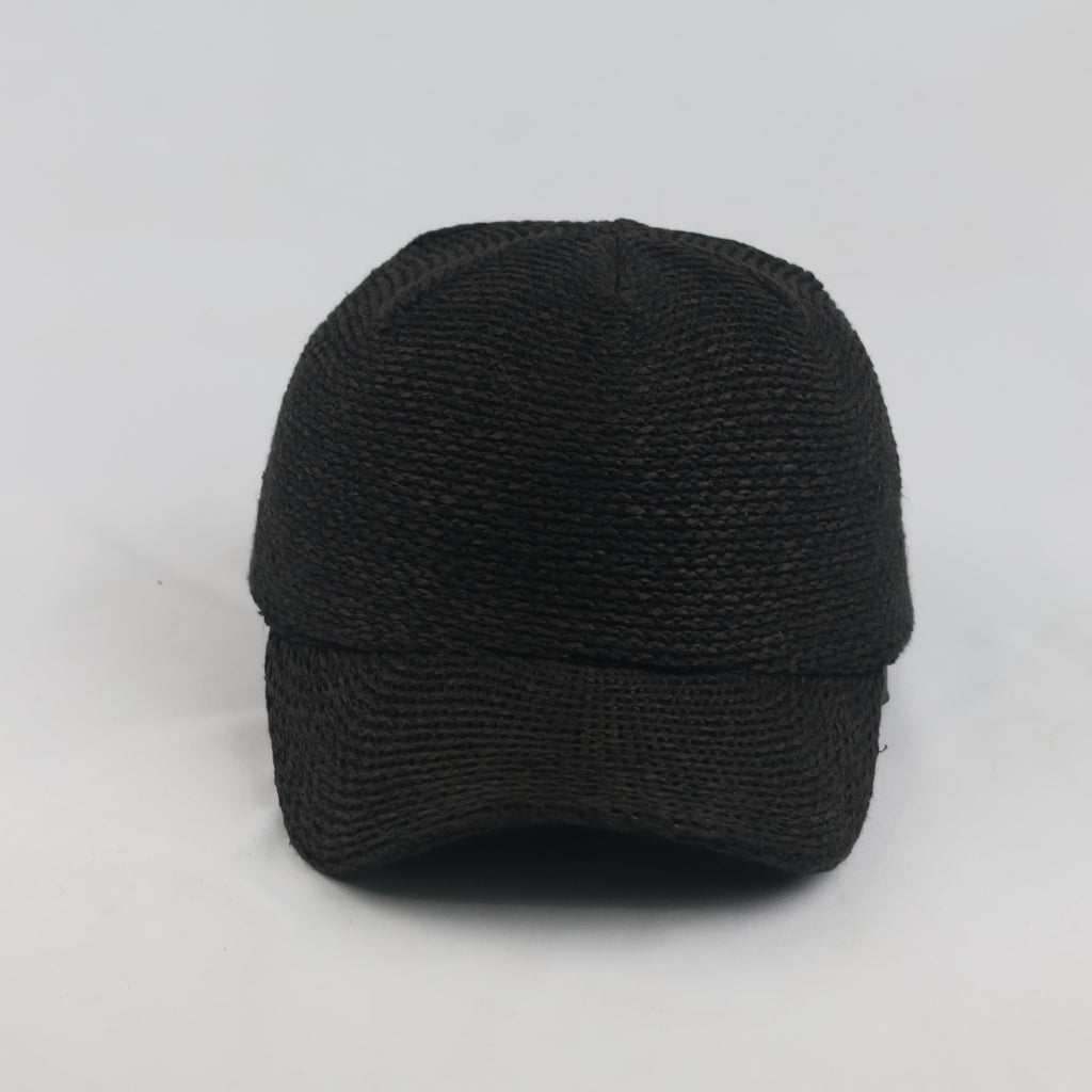 Thrifted Black Woven Straw Leather Buckle Cap (56-58 cm) | 10051