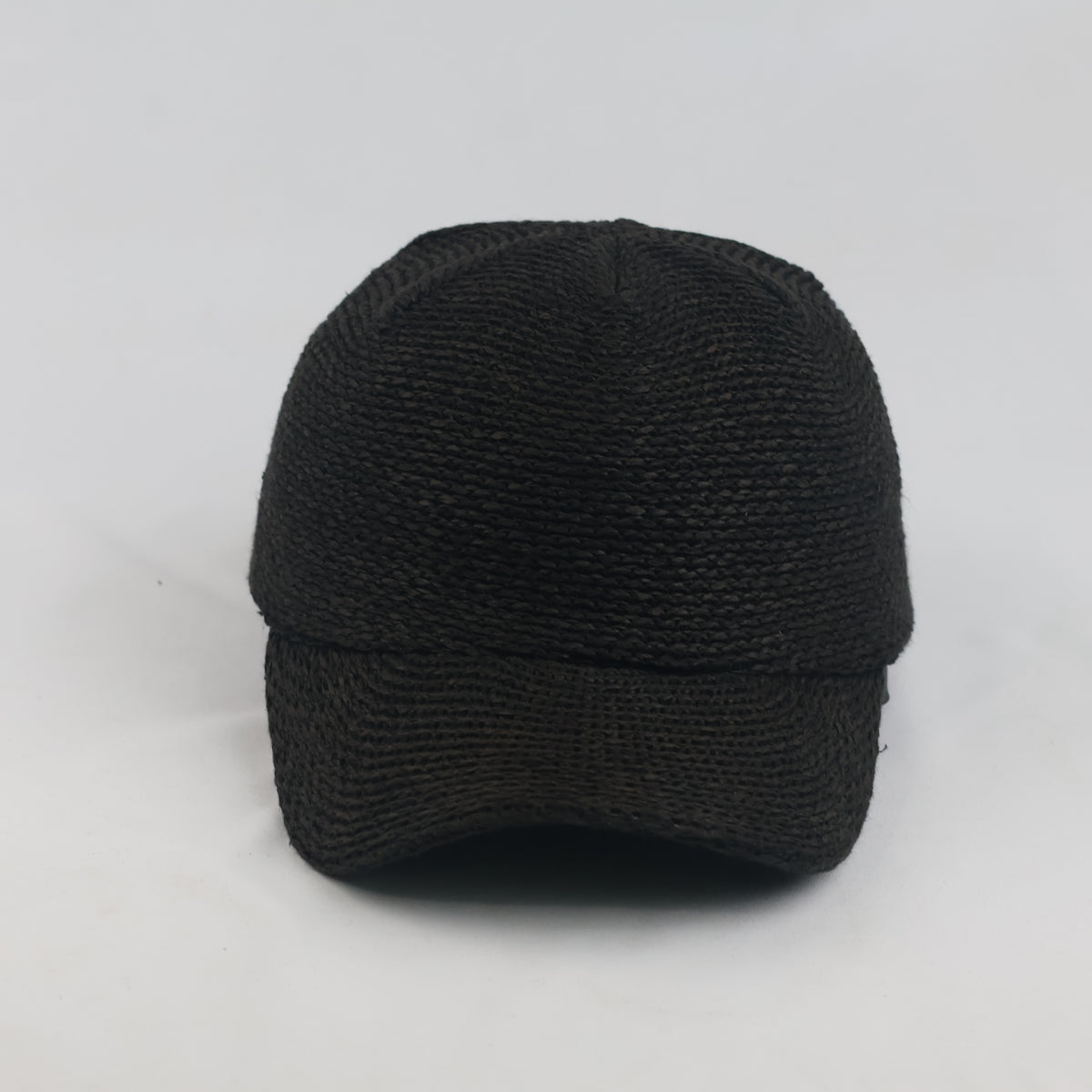 Thrifted Black Woven Straw Leather Buckle Cap (56-58 cm) | 10051