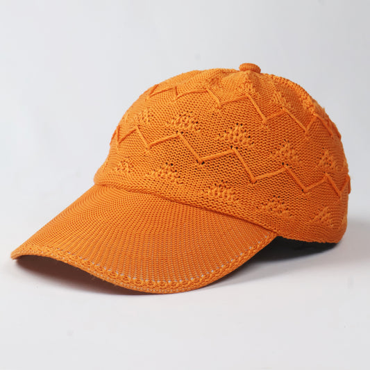 Orange Knitted Chevron Pattern Cap