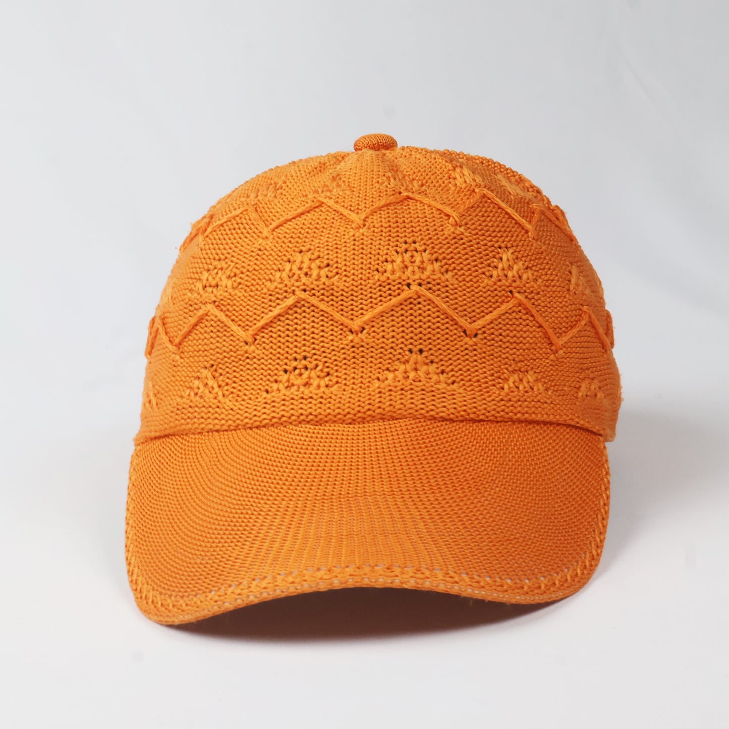 Orange Knitted Chevron Pattern Cap