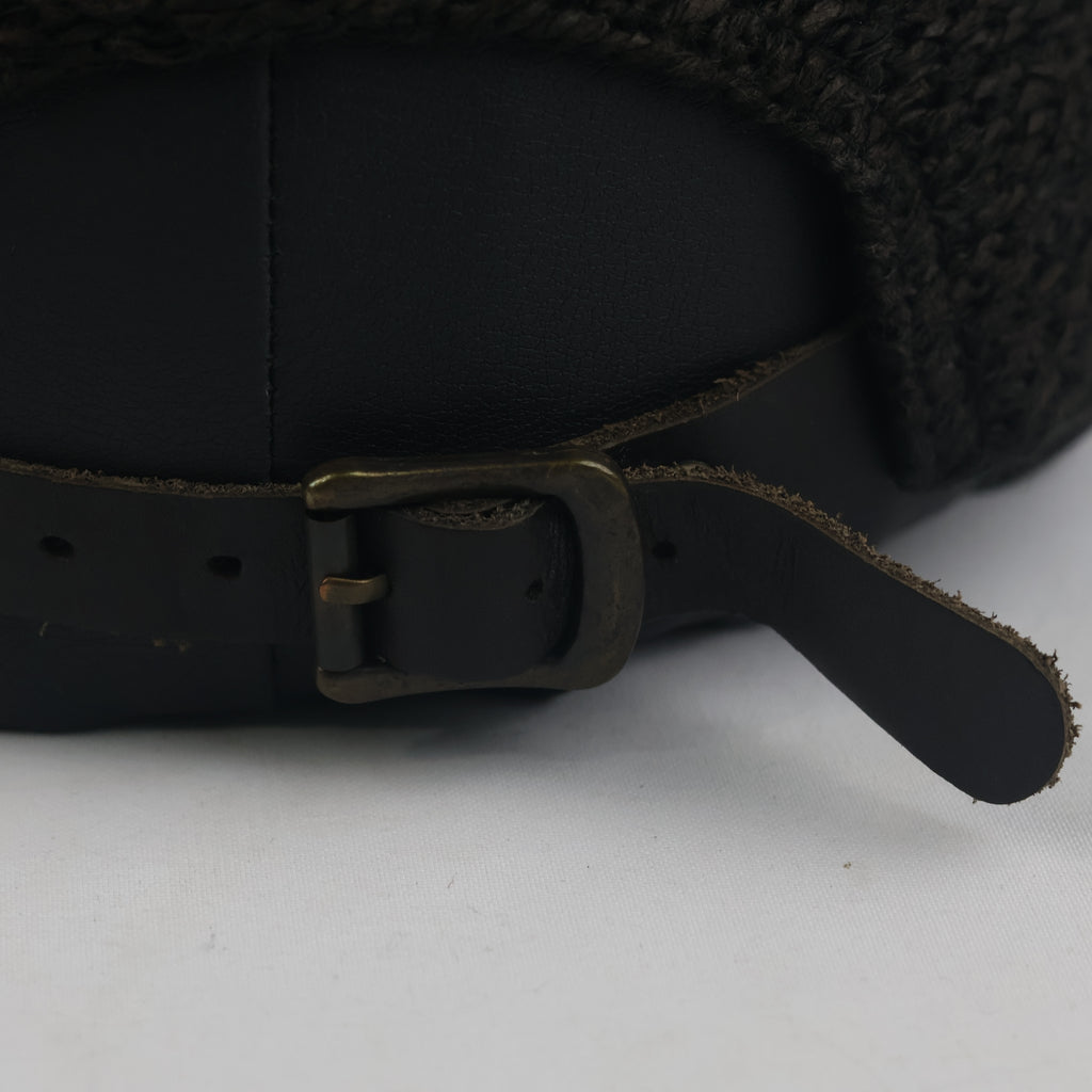 Thrifted Black Woven Straw Leather Buckle Cap (56-58 cm) | 10051