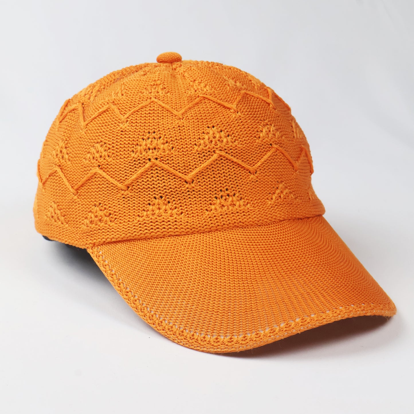 Orange Knitted Chevron Pattern Cap